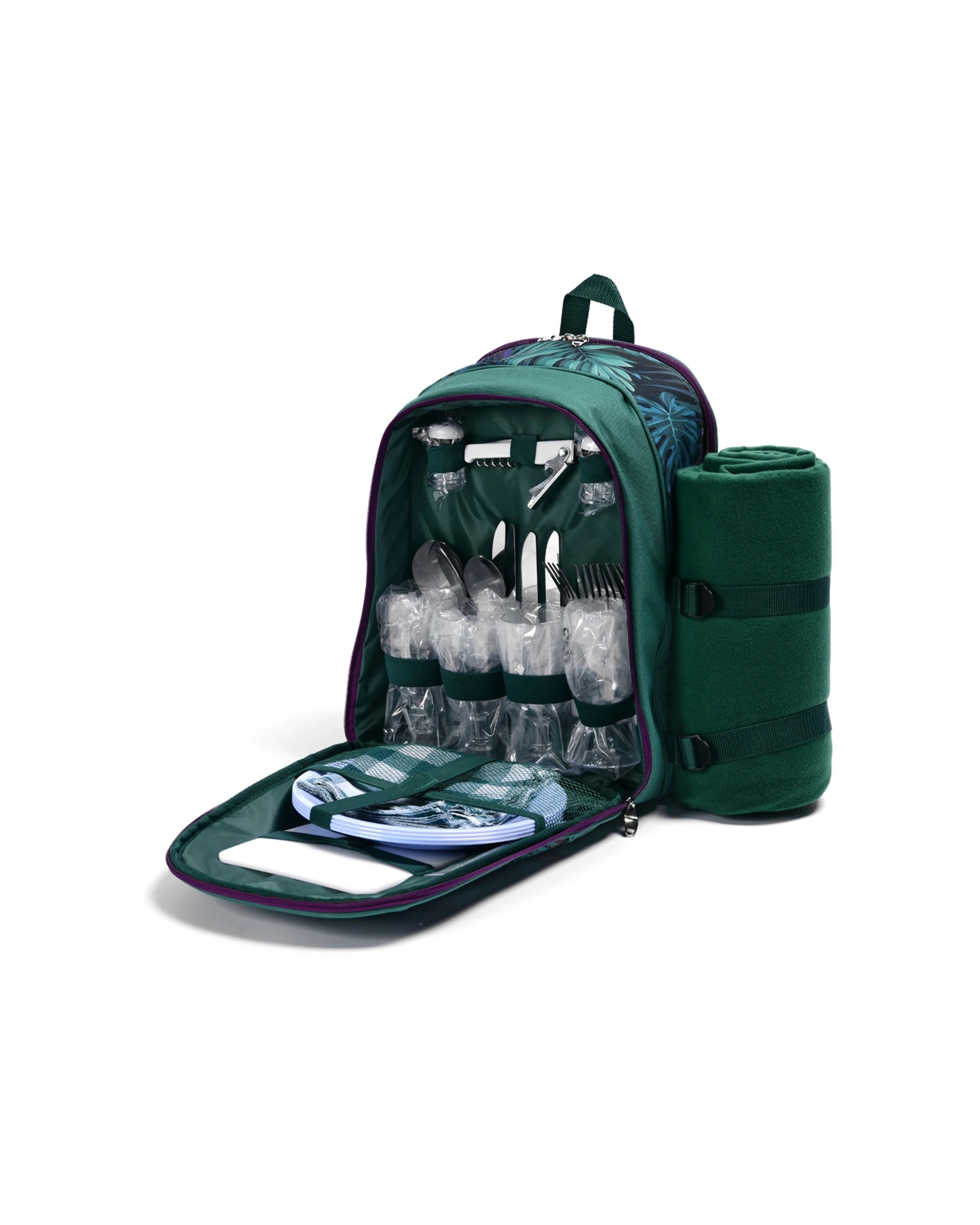 1 Trailmaster Insulated Picnic Backpack With Cutlery 4 Person Fleece Blanket - Multi, 1 of 6