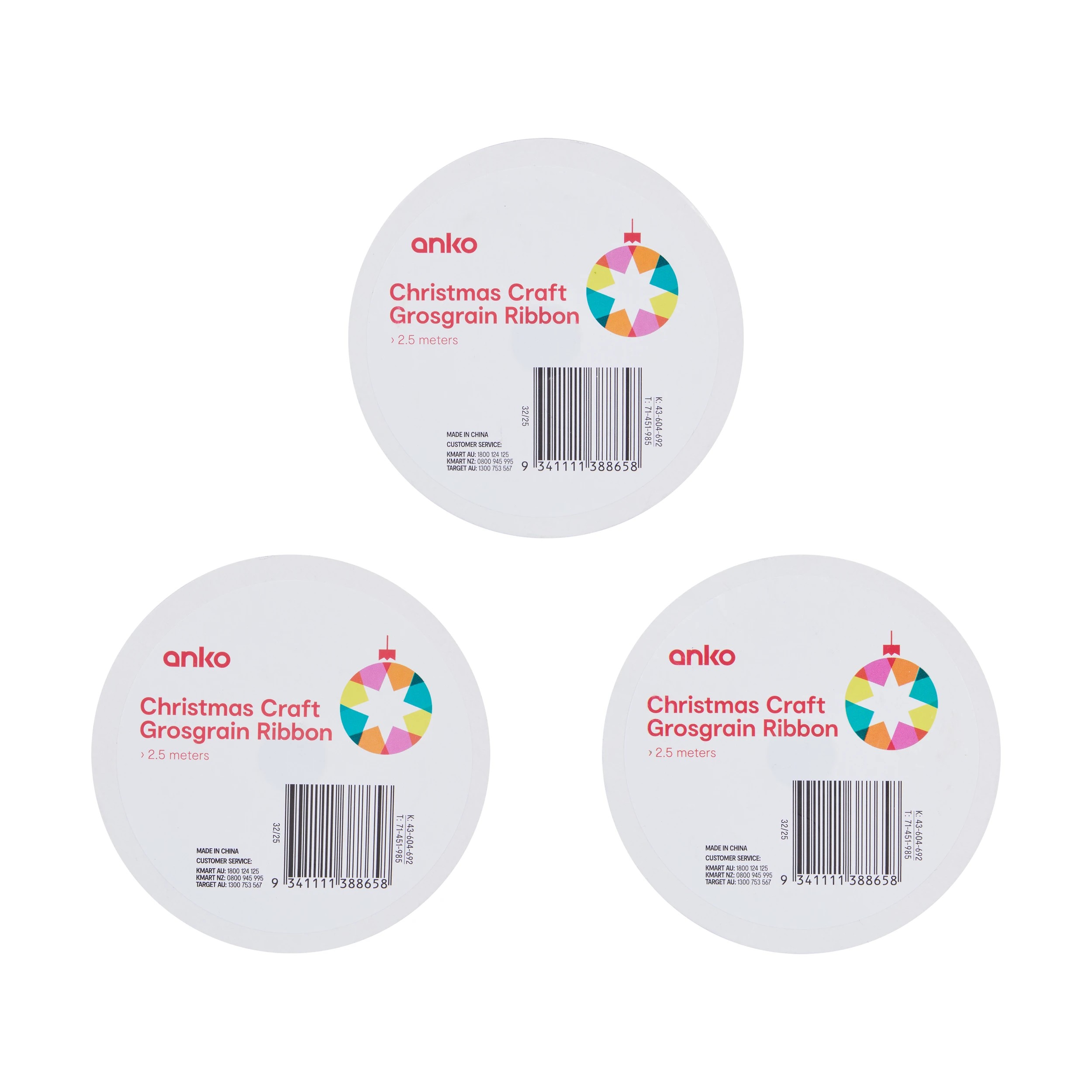 3 Christmas Craft Grosgrain Ribbon - Assorted, 3 of 3