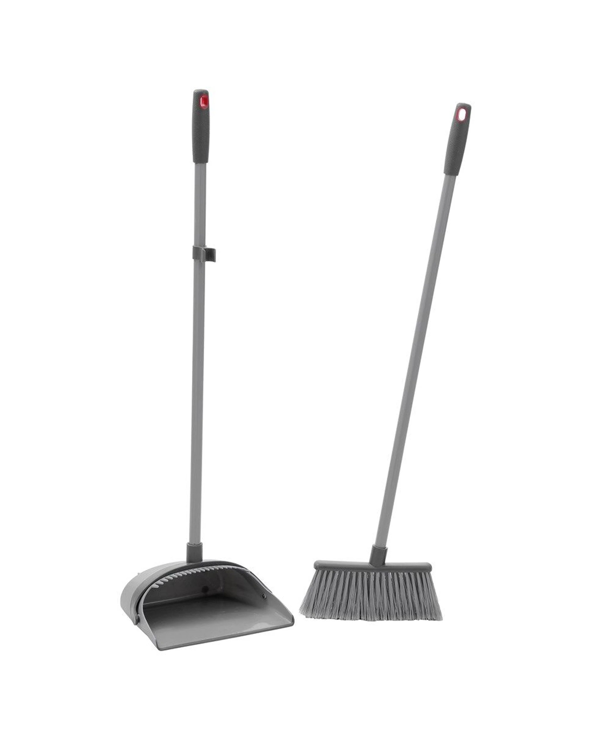 2 Boxsweden Prime Foldaway Long Handle Dustpan And Brush Freestanding 85cm - Grey, 2 of 5