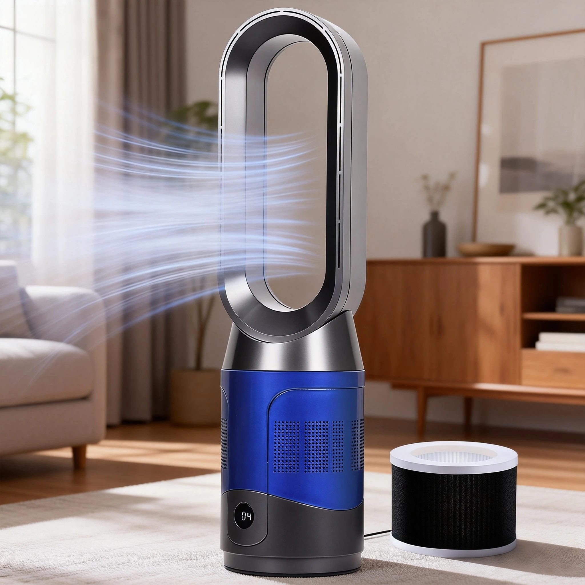 4 Advwin Bladeless Tower Fan with HEPA Air Purifier, Quiet Oscillating Fan with 8-Speed, 4 of 7