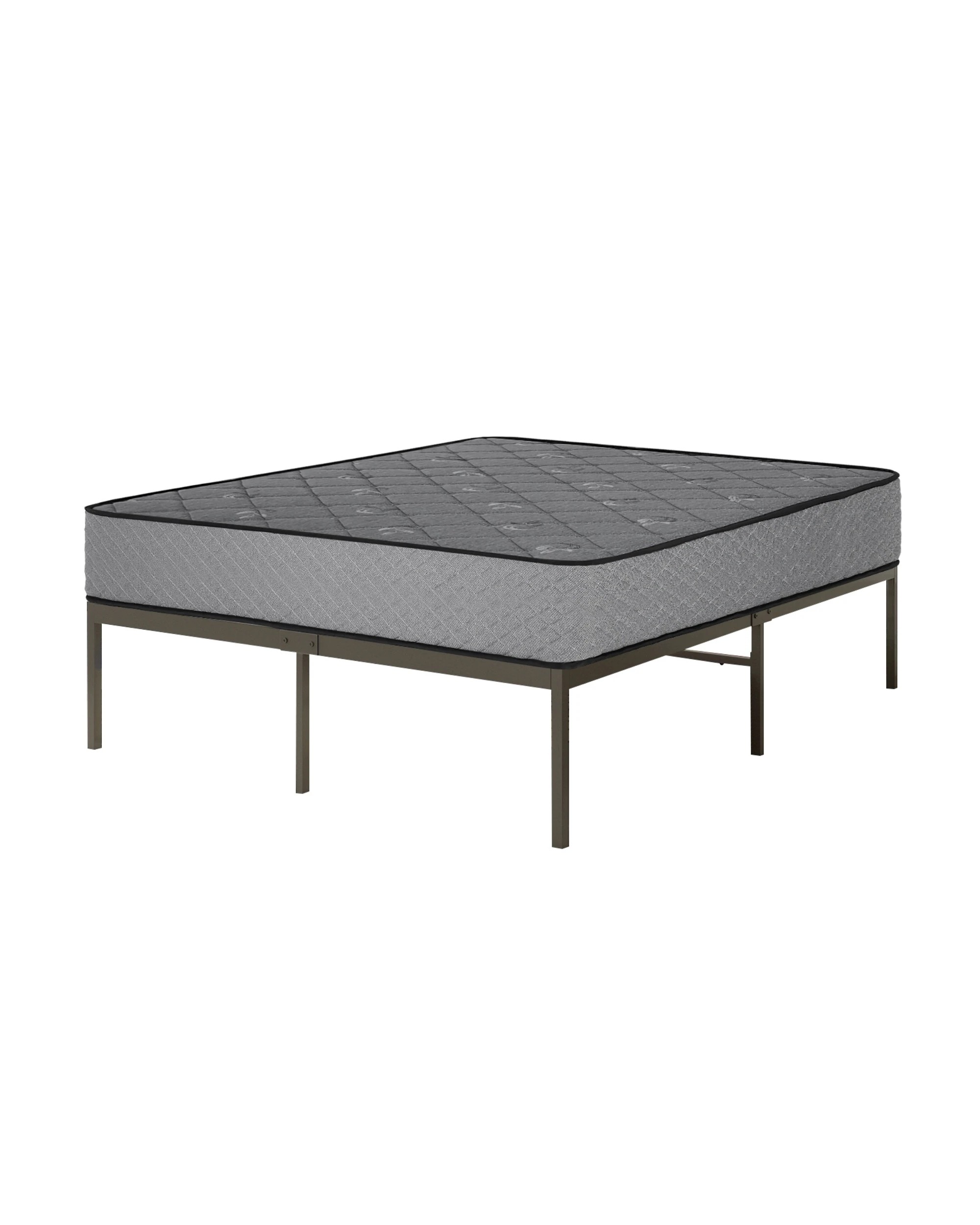 1 Advwin Single Size Metal Bed Frame and Single Mattress 25cm - Grey, 1 of 2