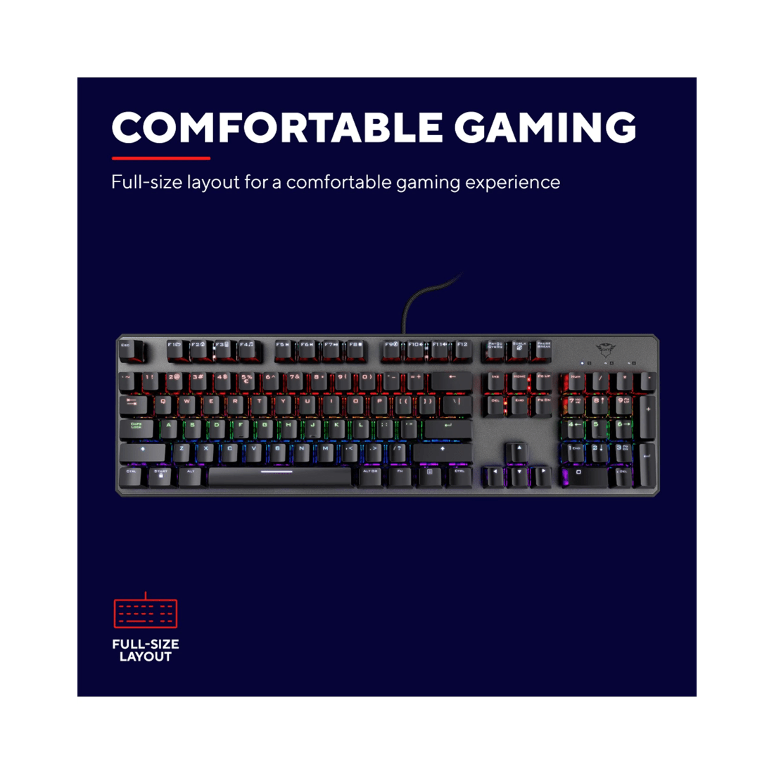 8 Trust International Trust GXT865 Asta Wired RGB Gaming Keyboard - Black, 8 of 9