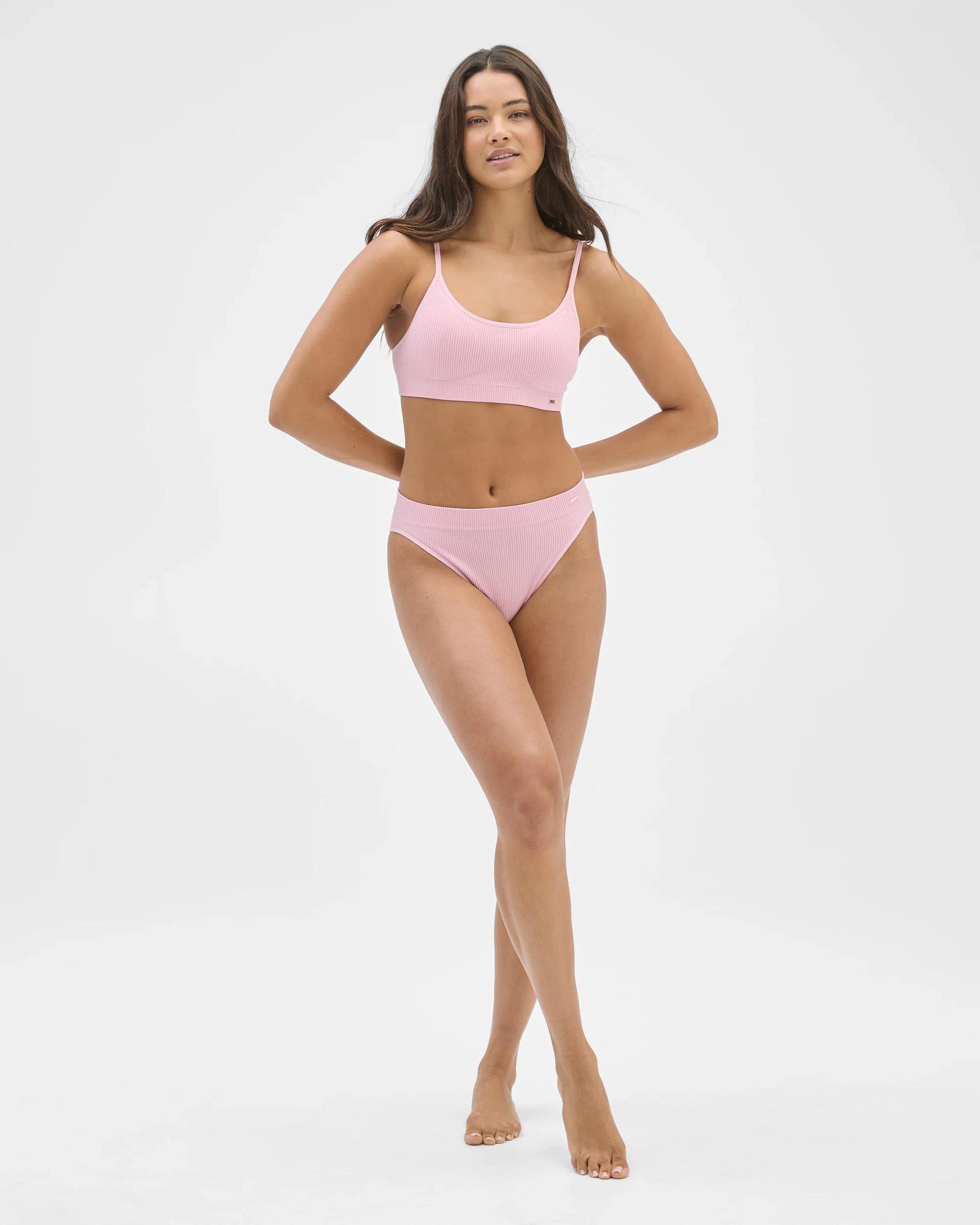 2 Lily Loves Ribbed Seamfree Strappy Crop Top CAMEO PINK, 2 of 5
