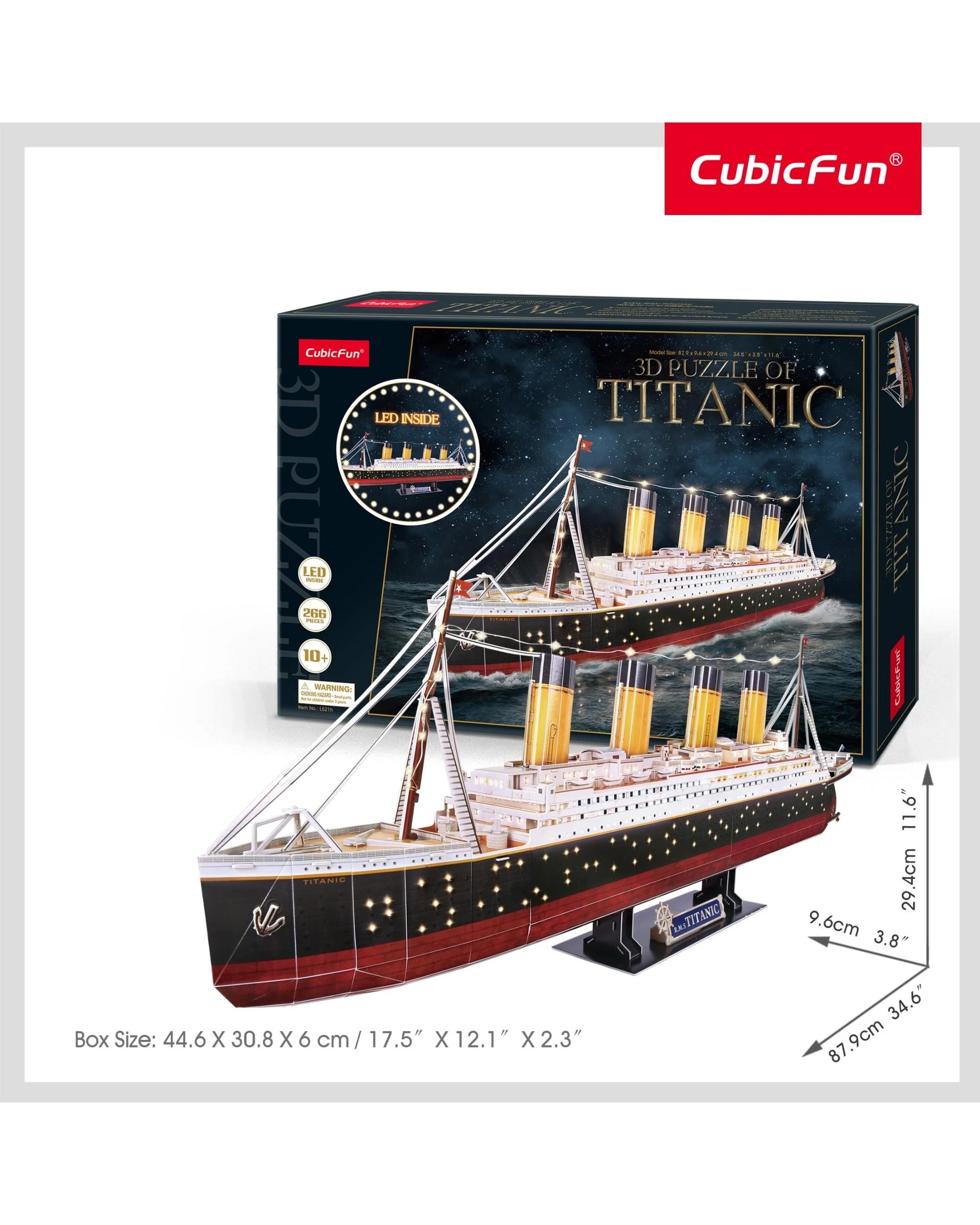 4 CubicFun Titanic 266 Piece 3D Model Kit with LED Lighting, 4 of 4