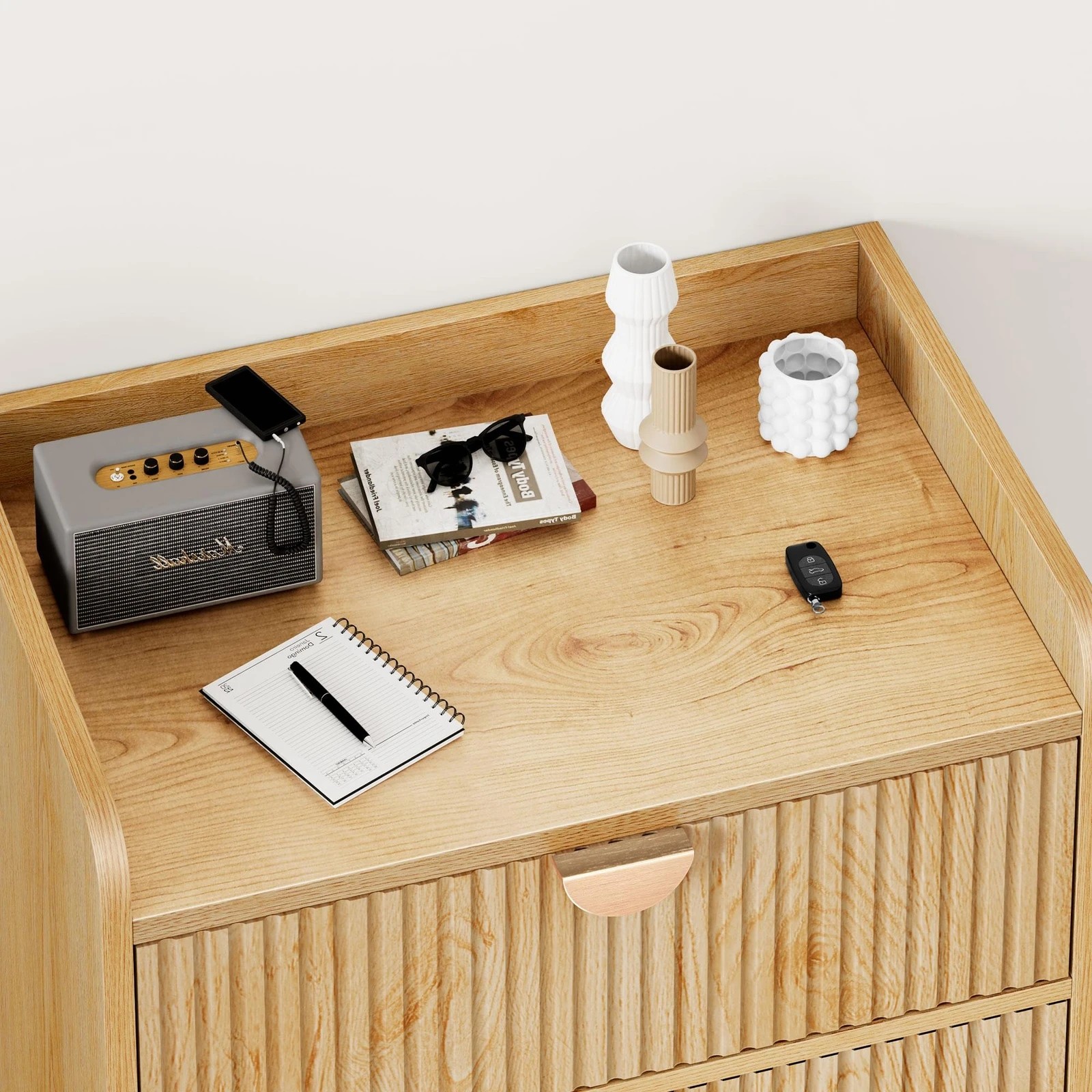 7 Alfordson 3 Chest of Drawers Modern Storage Cabinet Dresser Tallboy - Natural, 7 of 10