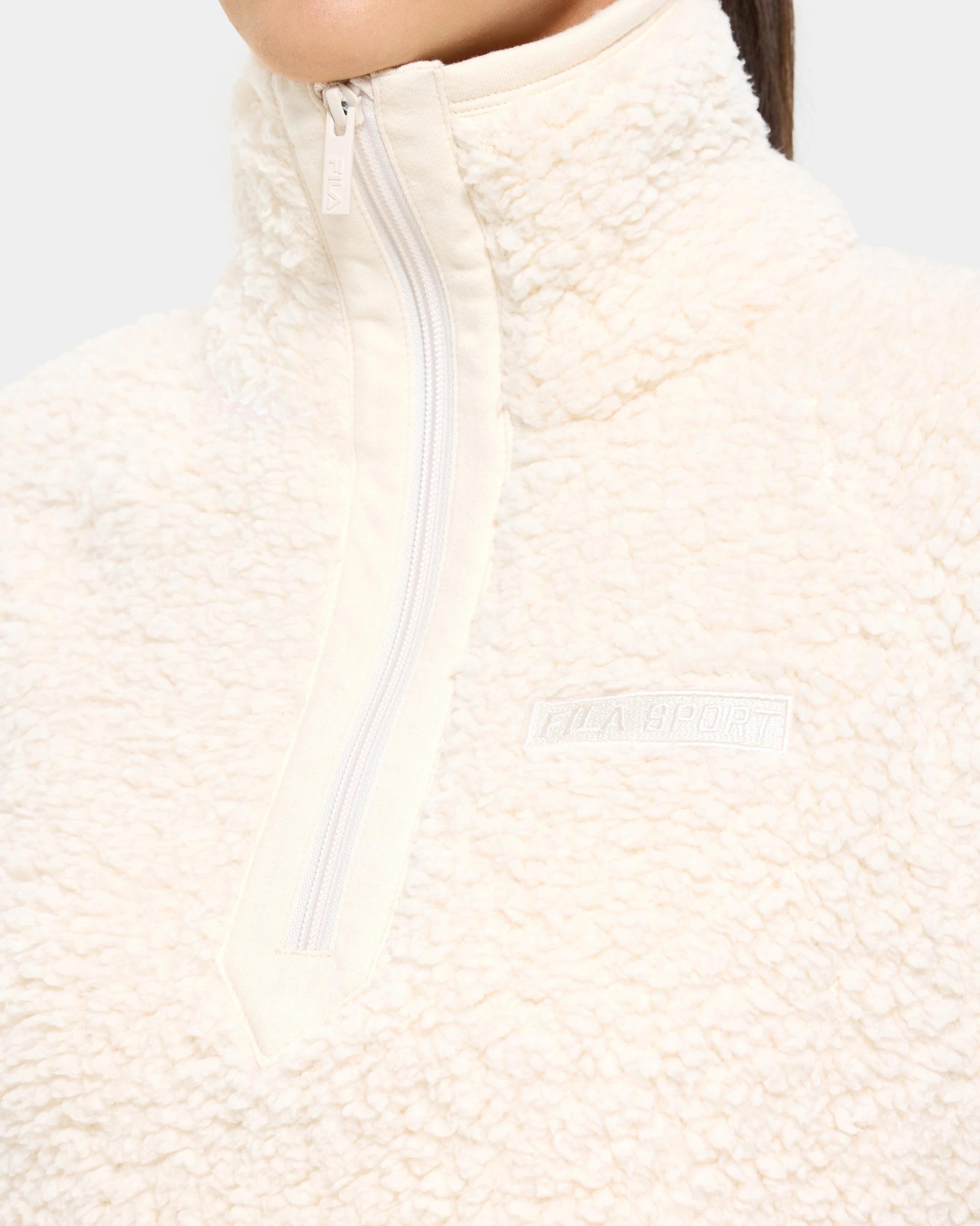 7 Fila Hallie Quarter Zip Teddy Fleece Top MOCHA MOUSE, 7 of 9