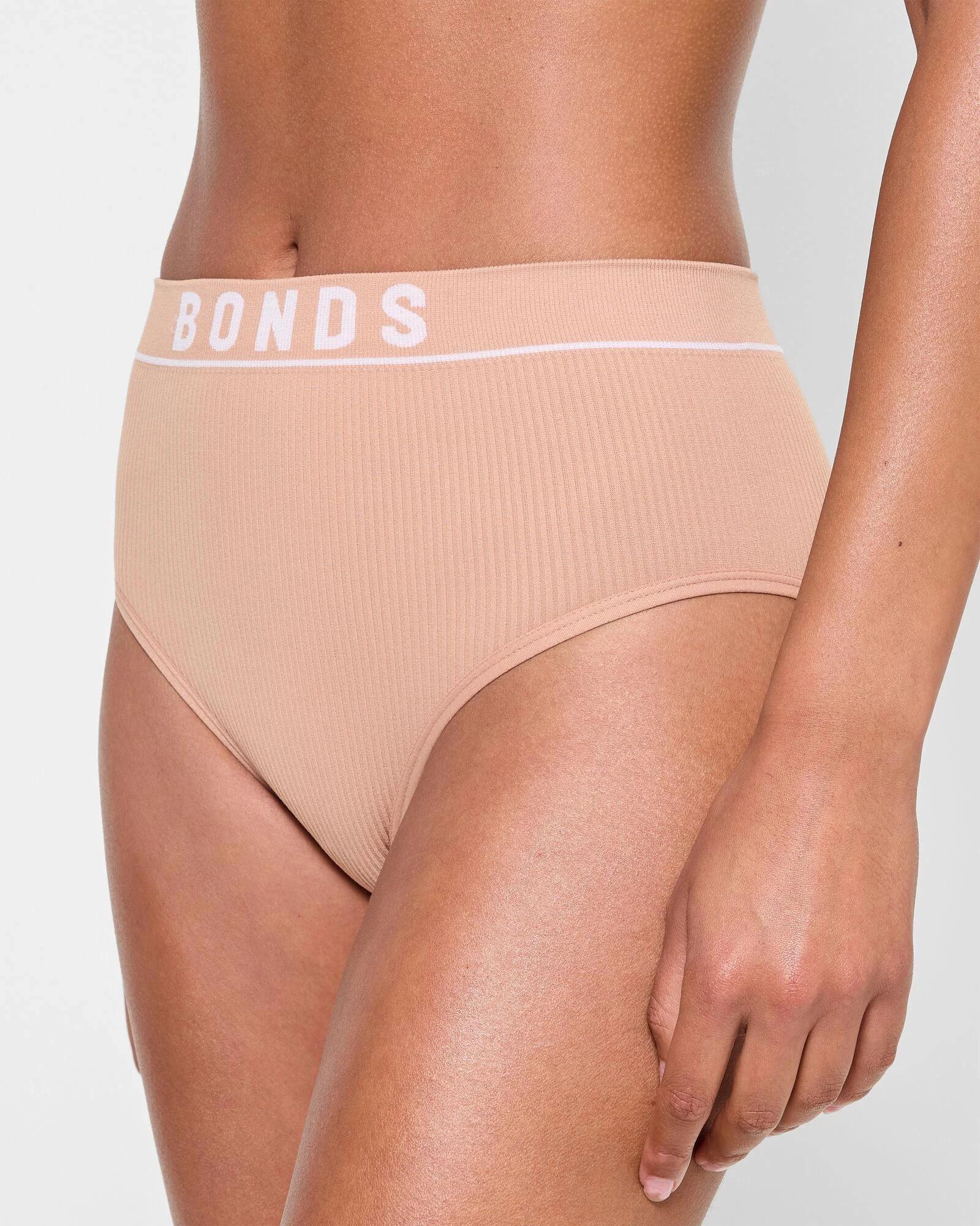2 Womens Retro Rib Hi Hi Briefs - Bonds BLUSH LATTE, 2 of 3