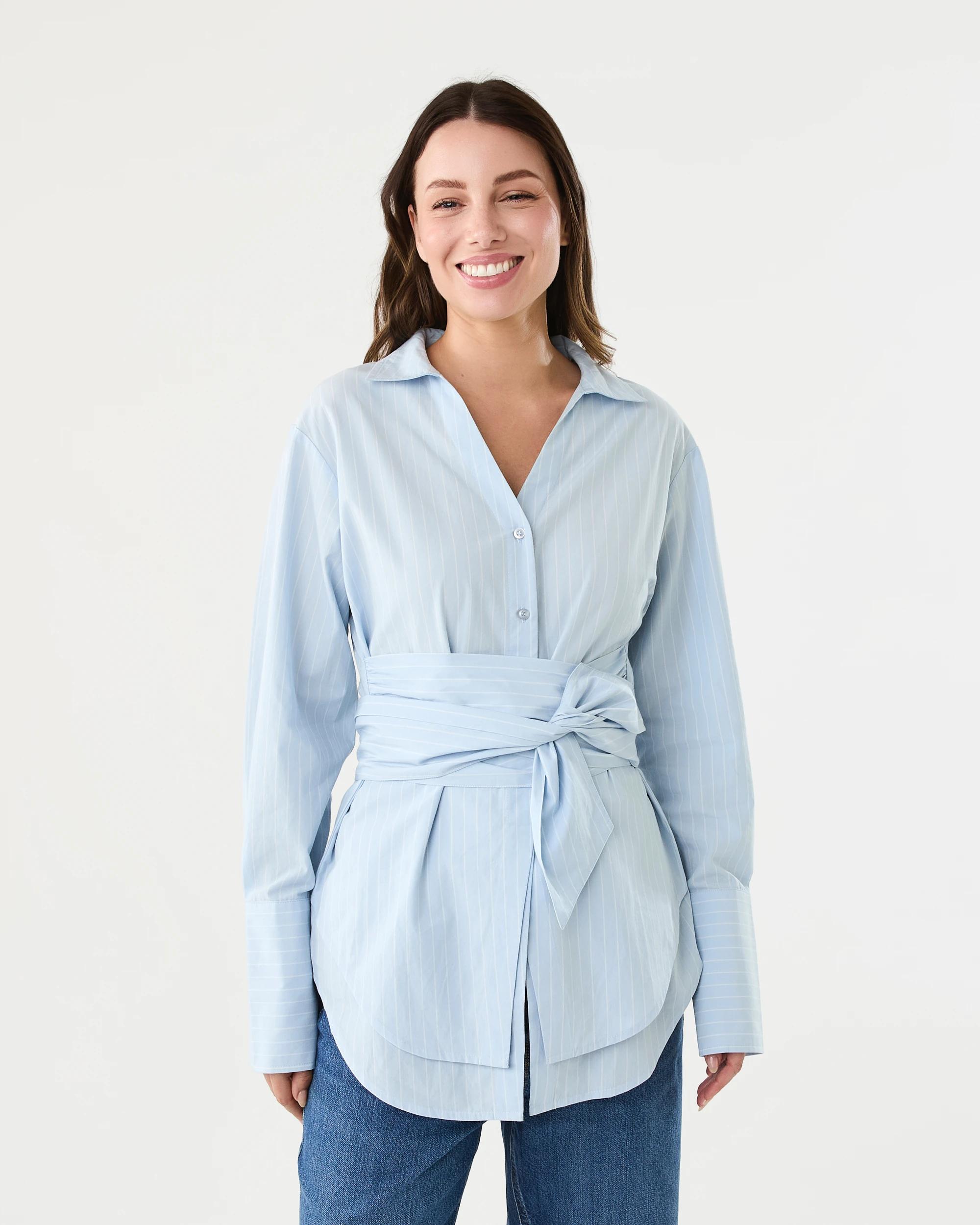 1 Long Sleeve Wrap Waist Shirt Pin Strp, 1 of 9