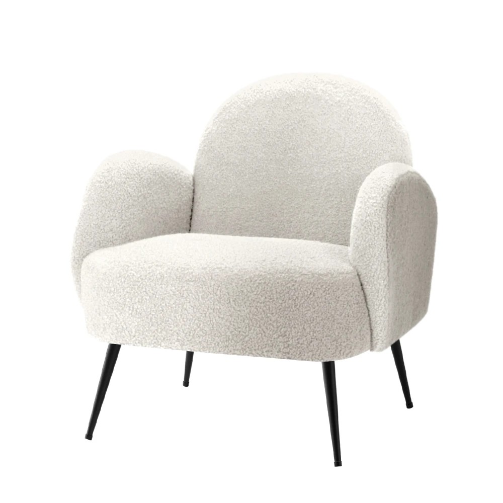 1 Artiss Armchair Boucle  Hanes - White, 1 of 6