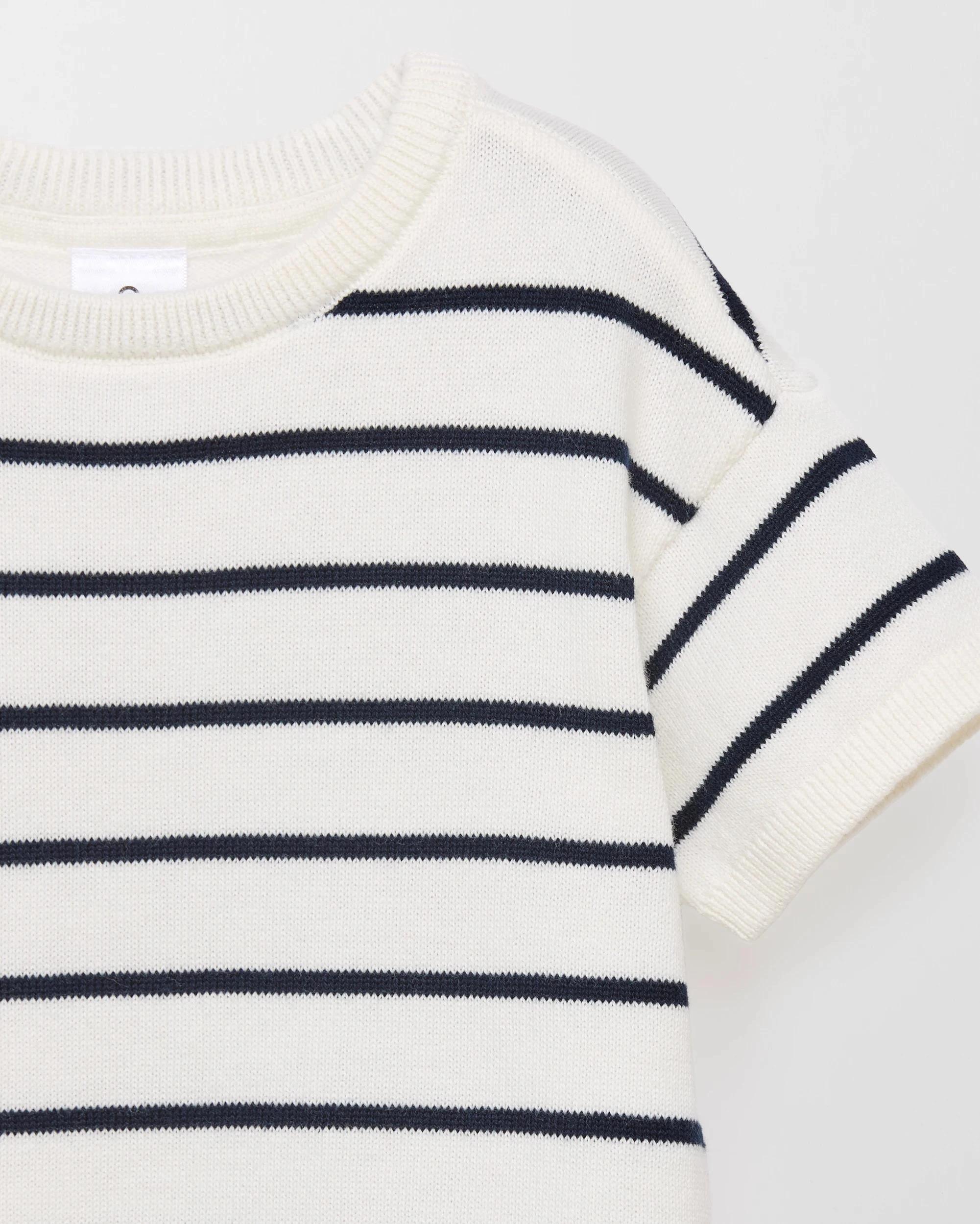 2 Target Organic Cotton Baby Knit Top NAVY STRIPE CLOUD DANCER, 2 of 2