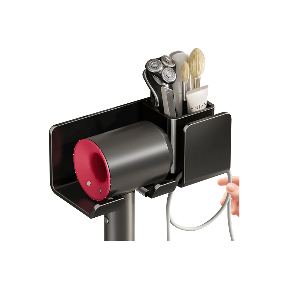 2 Hair Dryer Holder Caddy Aluminium Alloy Wall Mounted Bathroom Storage Shelf Rust Free - Black - Black, 2 of 2