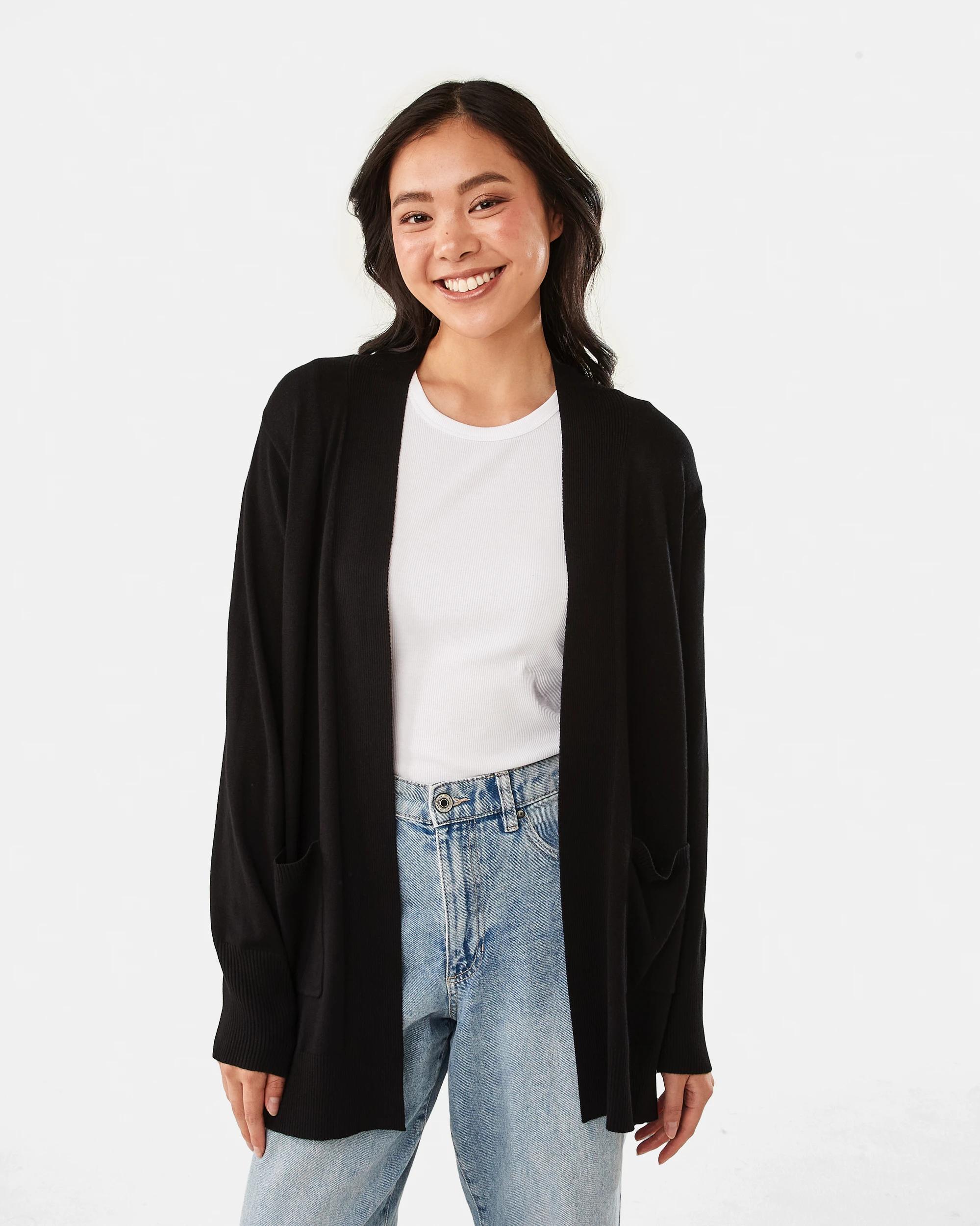 1 Long Sleeve Cardigan Black, 1 of 7