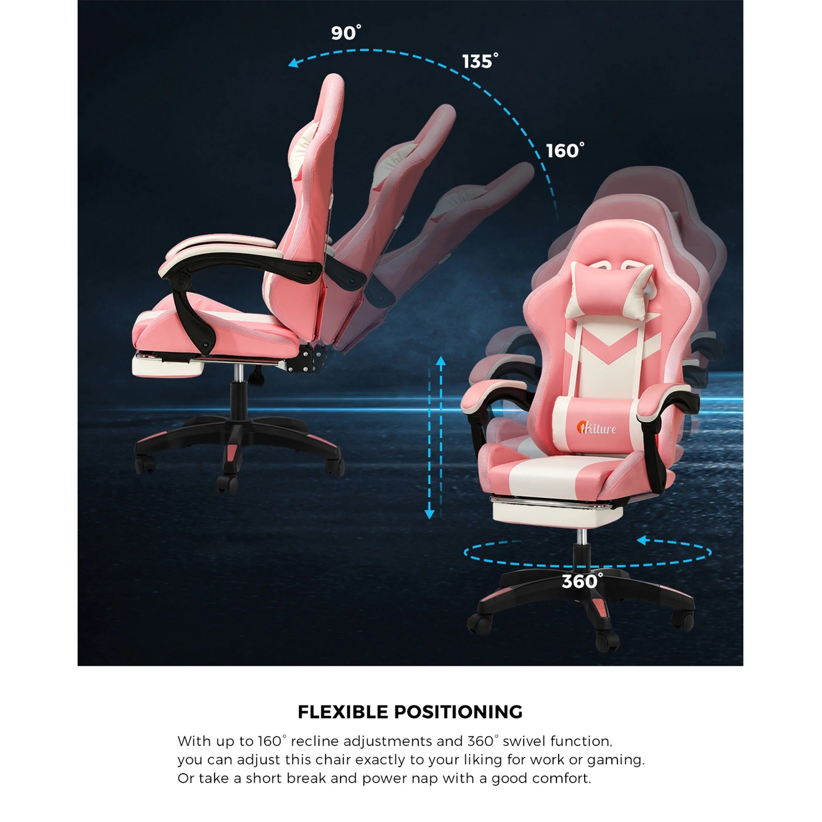 6 Oikiture 8-points Massage Gaming Chair Led
 - Multi, 6 of 10