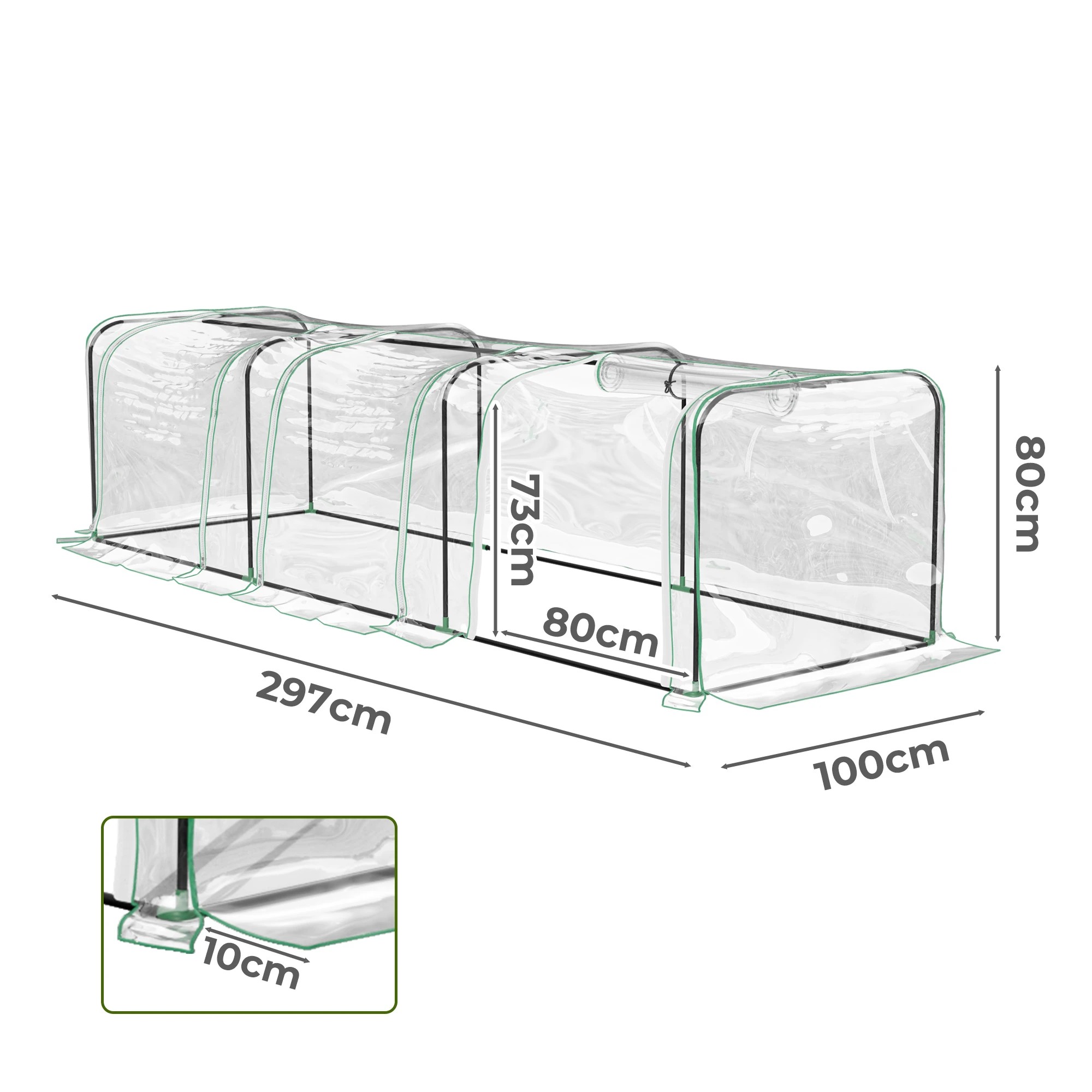 3 Lambu Walk In Greenhouse 2.97X1X0.8M Tunnel Frame, 3 of 5