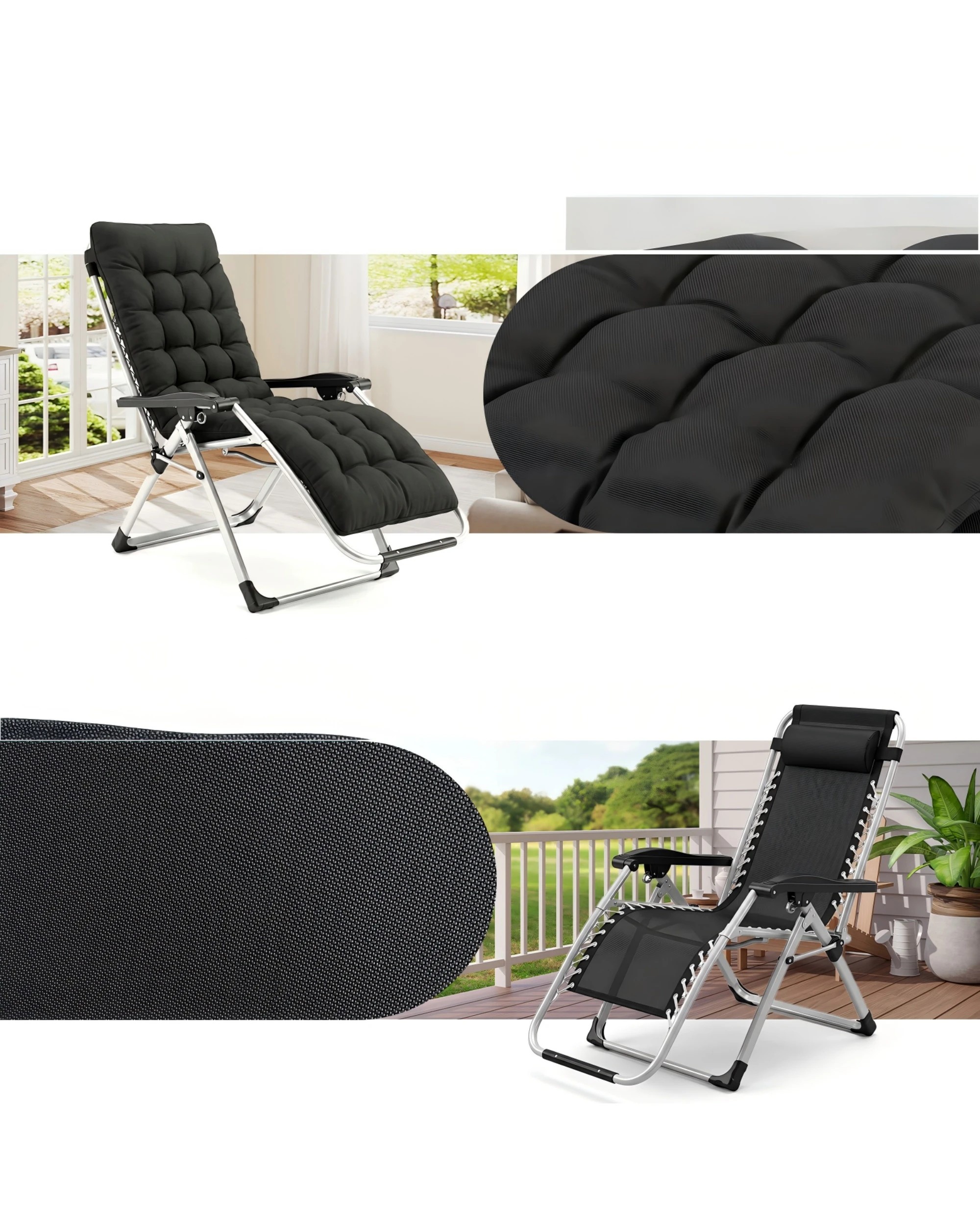 5 Advwin Zero Gravity Chair, 170° Adjustable Folding Recliner with Pillow & Cup Holder & Upgraded Lock 440LBS - Grey, 5 of 7