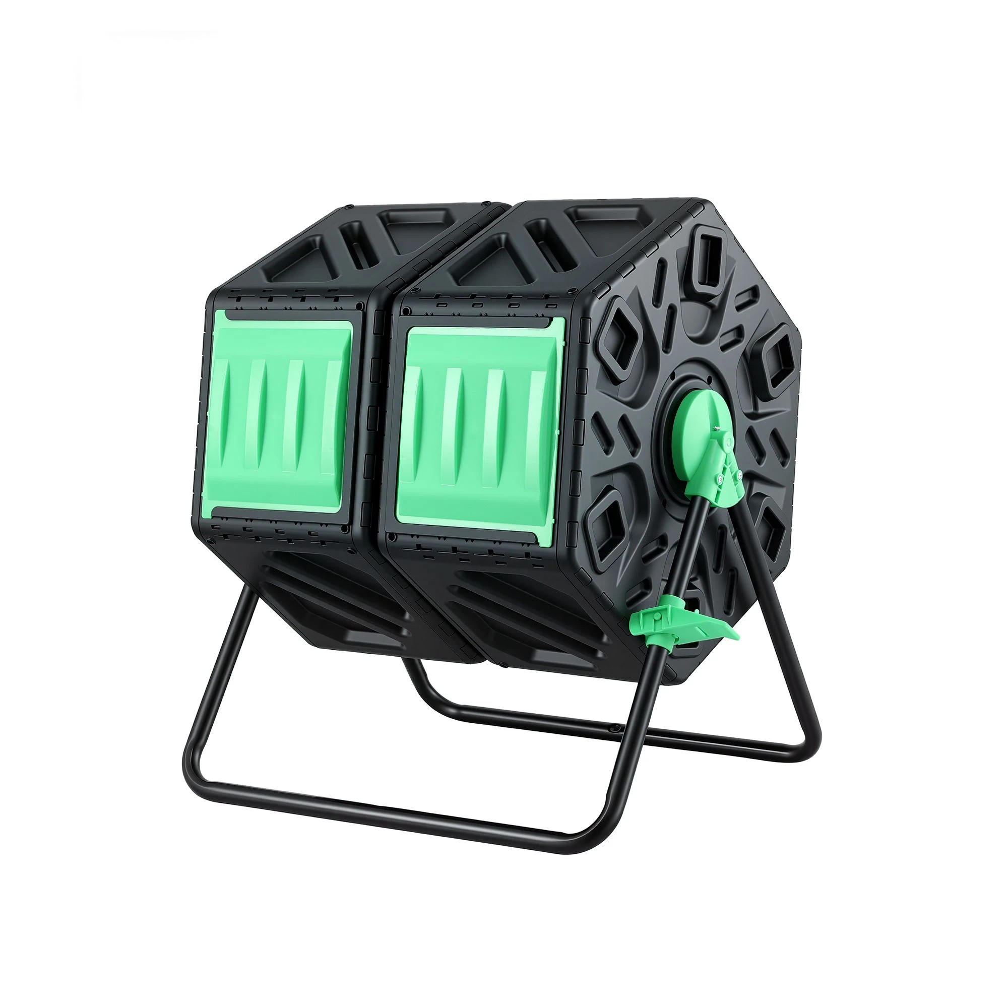 1 Gardeon Compost Bin Dual Chamber 130L Composter Tumbler Rotating Garden Recycle Food Waste - Black, 1 of 1