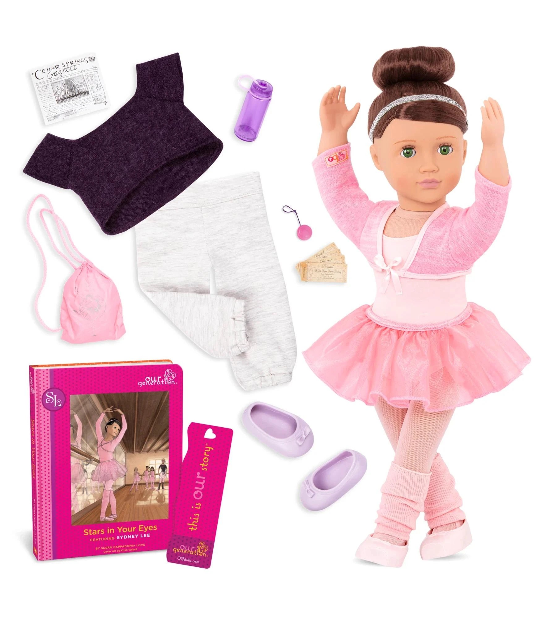 1 Our Generation Sydney Lee Posable 18-inch Ballerina Doll & Storybook - Pink, 1 of 9