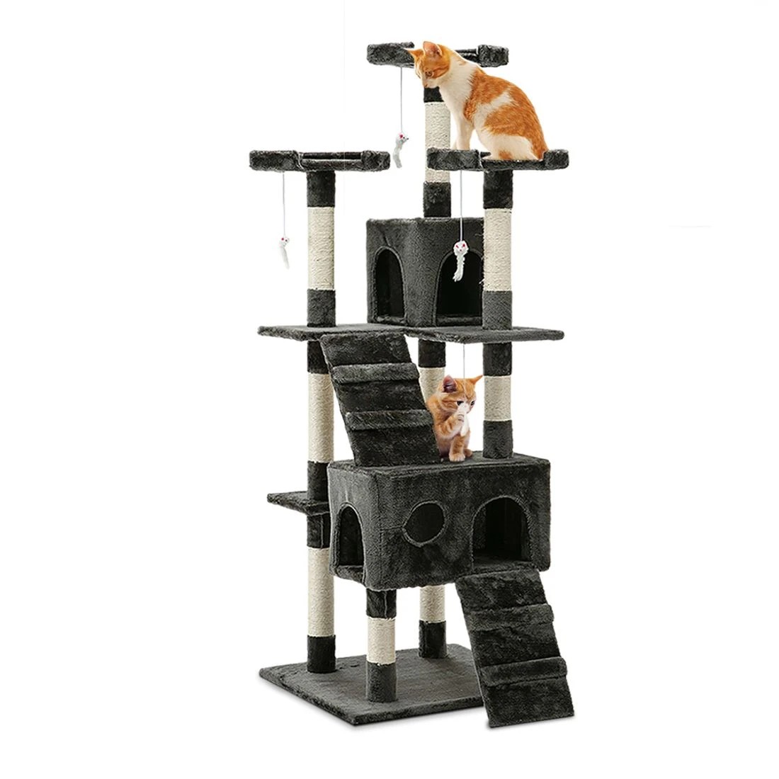 1 i.Pet Cat Tree 180cm Tower Scratching Post Scratcher Wood Condo House Toys - Grey, 1 of 7