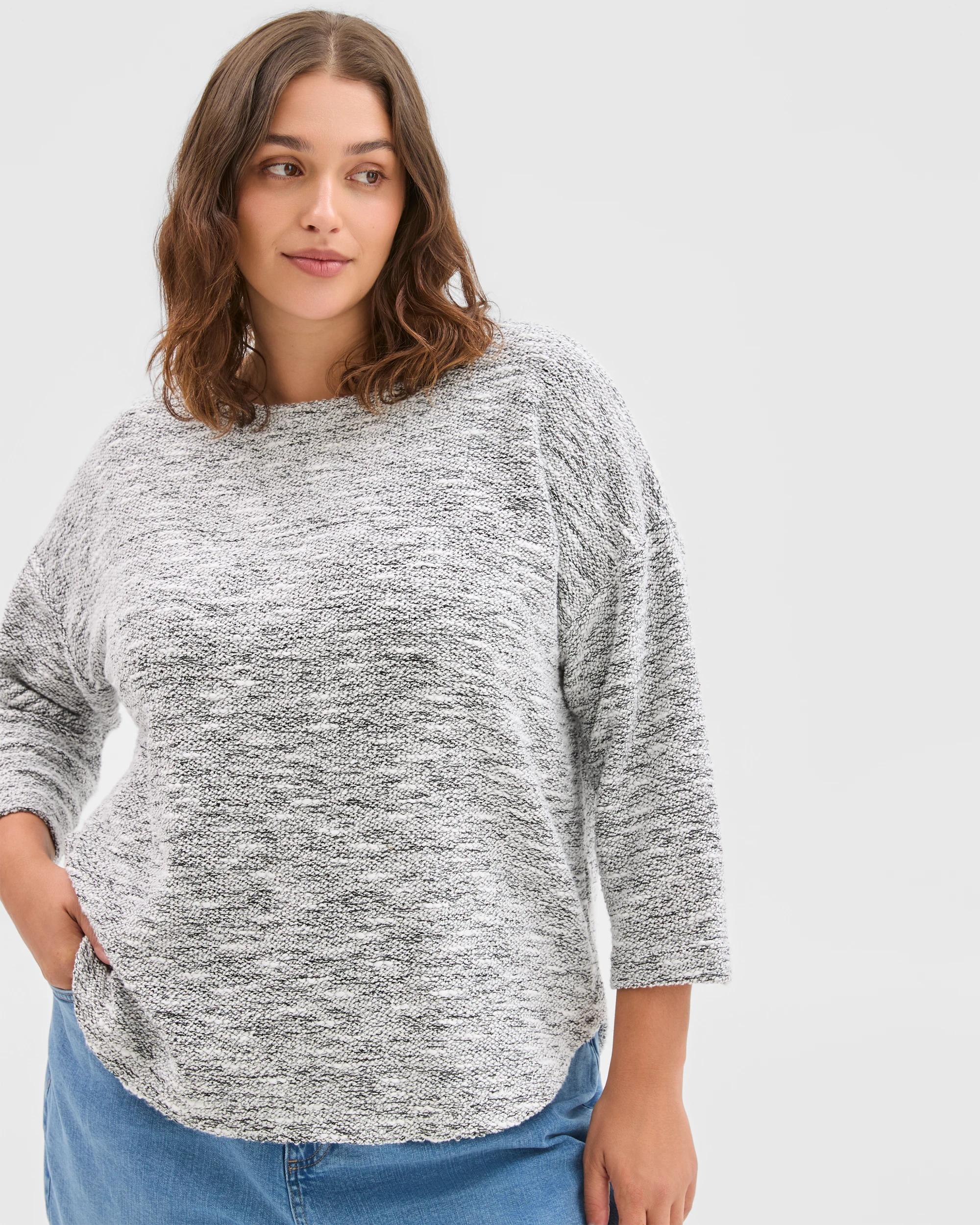 2 Target Curve Plus Size Australian Cotton Blend Curved Hem Textured Top CLOUD DANCER/COCONUT TWIST, 2 of 6