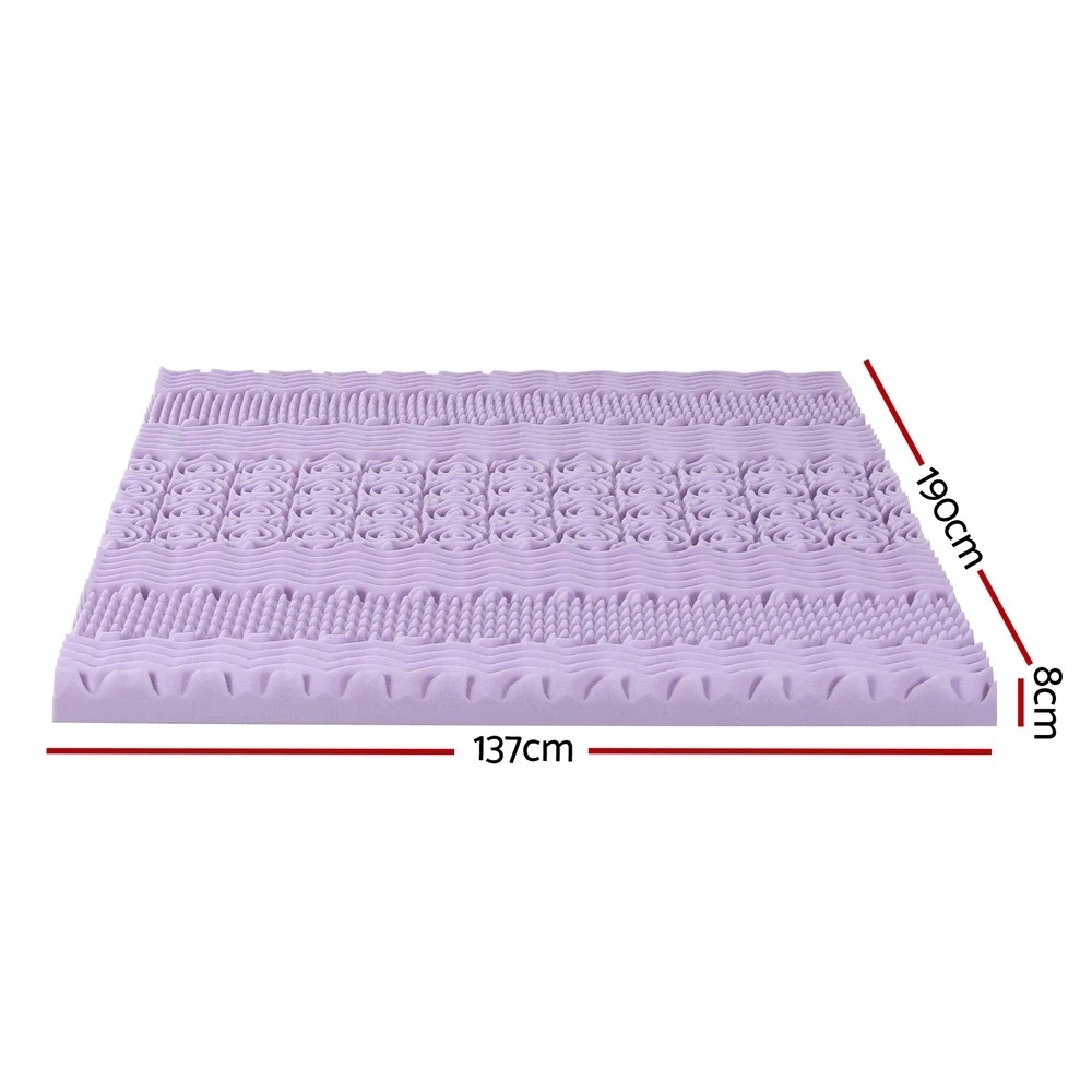 2 Giselle 8cm Memory Foam Mattress Topper Lavender Infused Bamboo Cover 7 Zone Double - Double Bed - Purple, 2 of 9