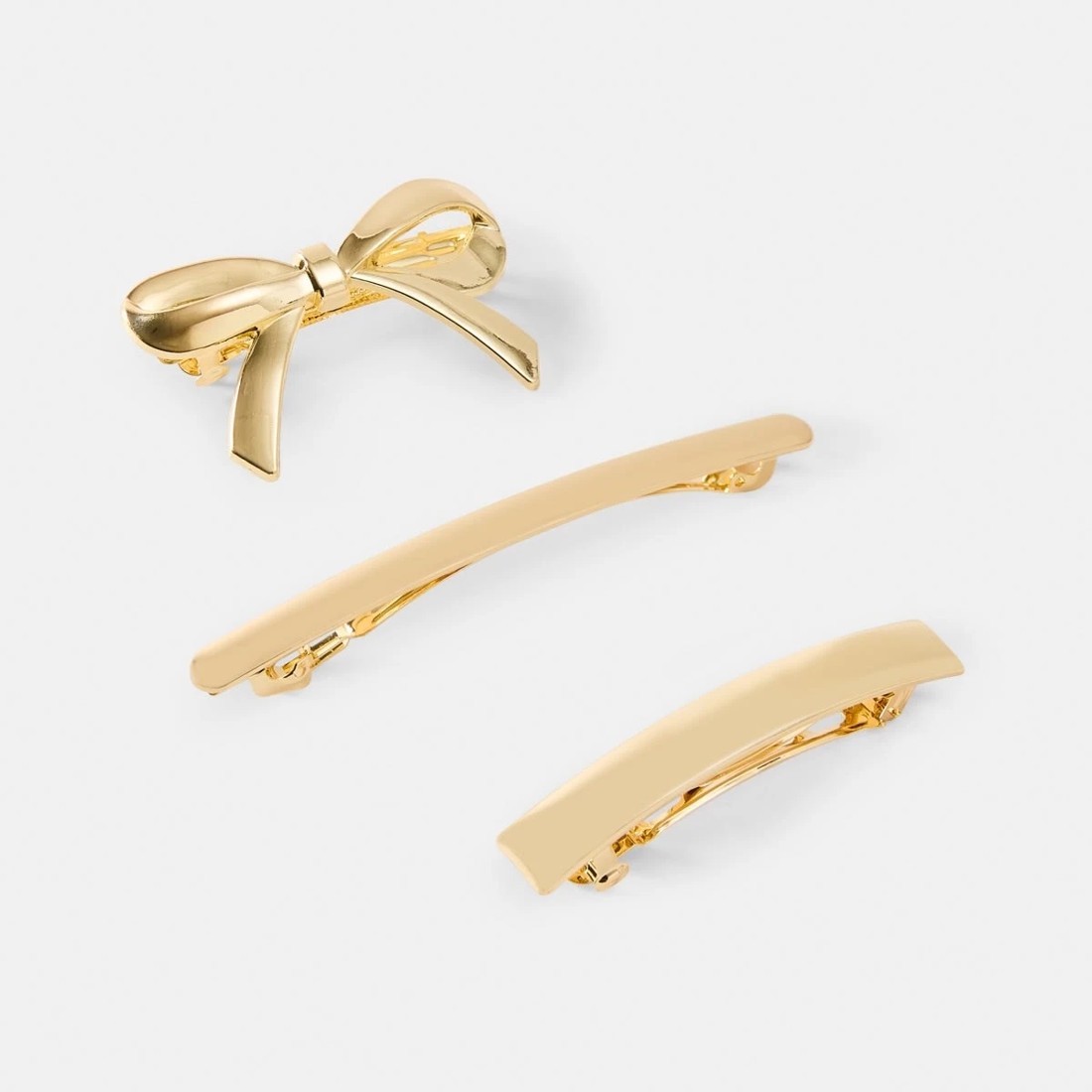 1 3 Pack Gold Tone Bow Barrettes Hair Clips, 1 of 3