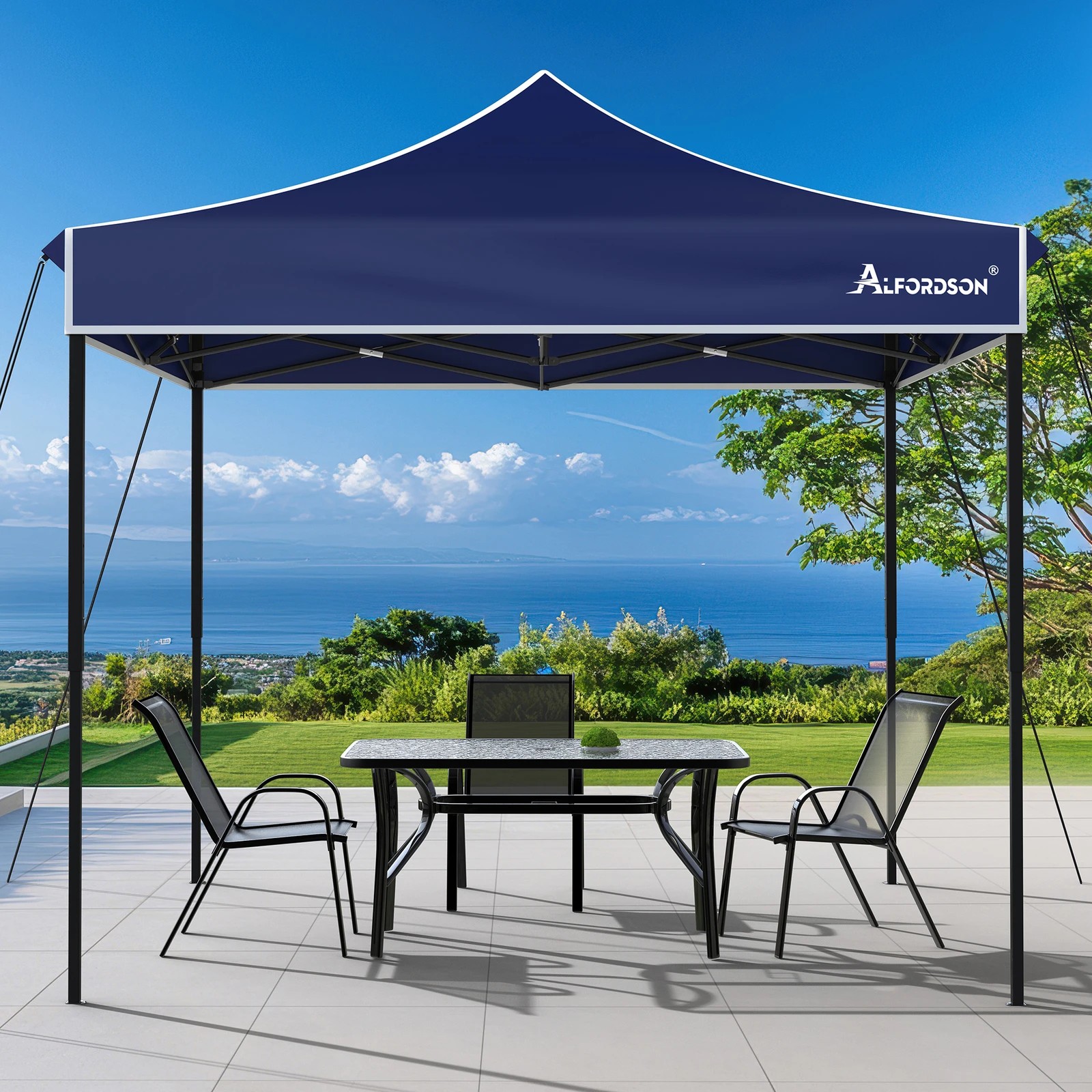 3 Alfordson Gazebo 3x3m Pop Up Marquee 600D Oxford Folding Camping Tent - Blue, 3 of 10
