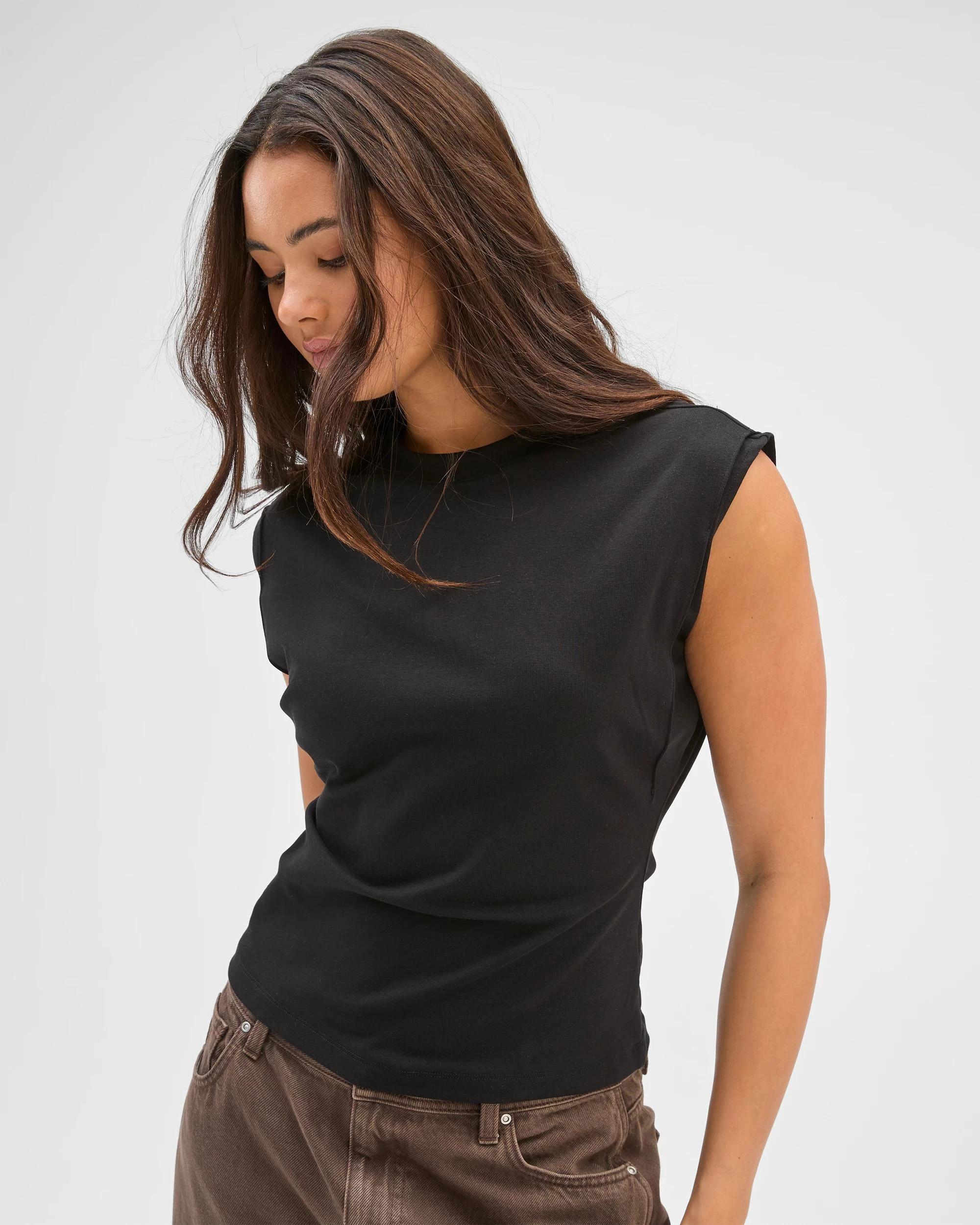 3 Lily Loves Australian Cotton Blend Extended Shoulder T-Shirt BLACK, 3 of 6