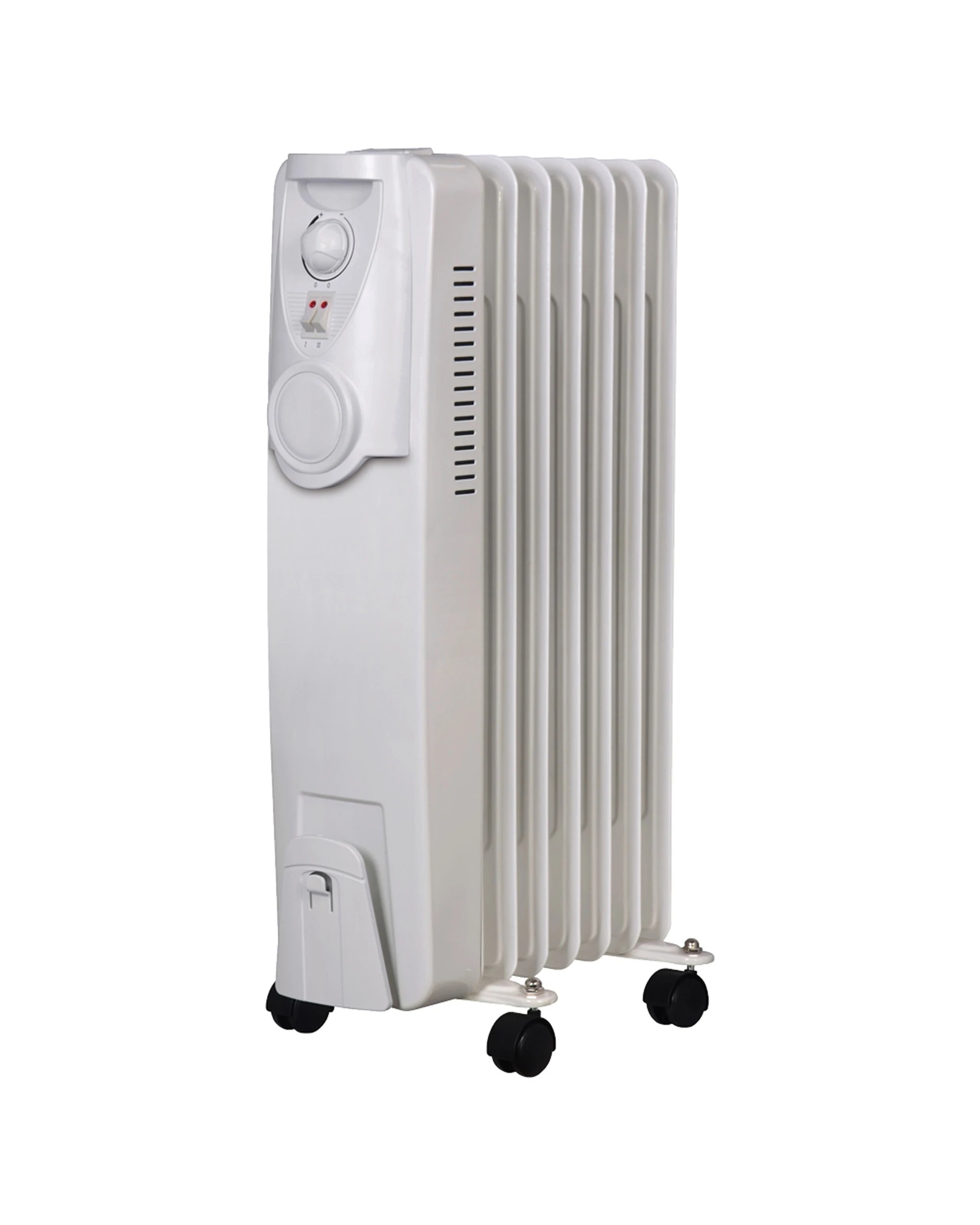 2 Heller Hoch7 1500w Electric Portable 7 Fin Oil Heater/column/castor Wheels - White, 2 of 3
