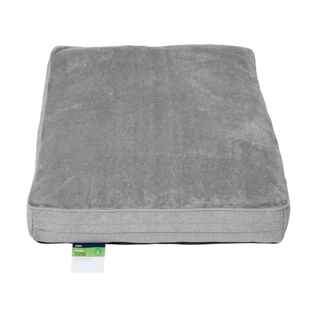 7 Pet Bed Rectangle Plush Top - Large, Grey, 7 of 7