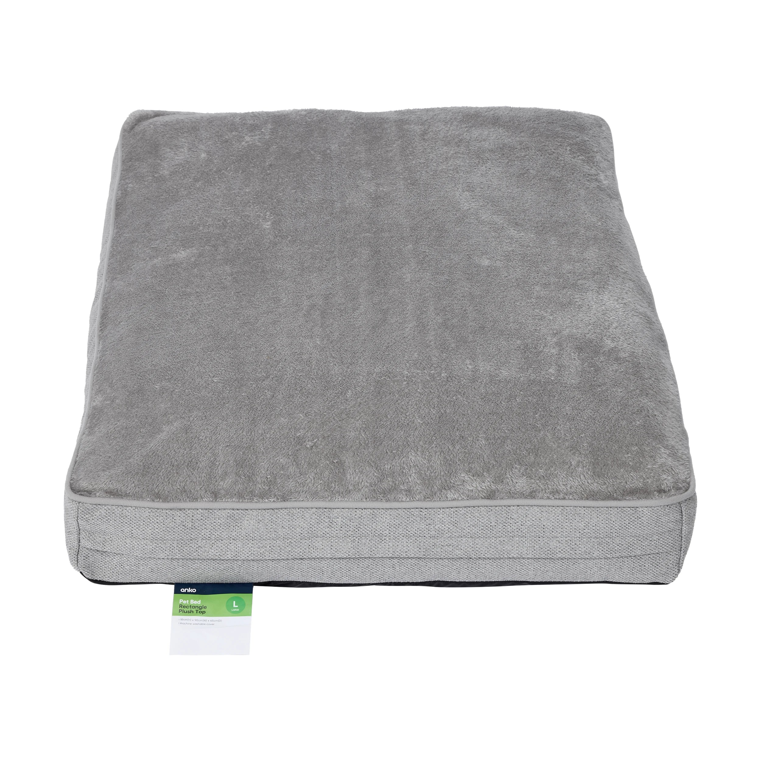 7 Pet Bed Rectangle Plush Top - Large, Grey, 7 of 7