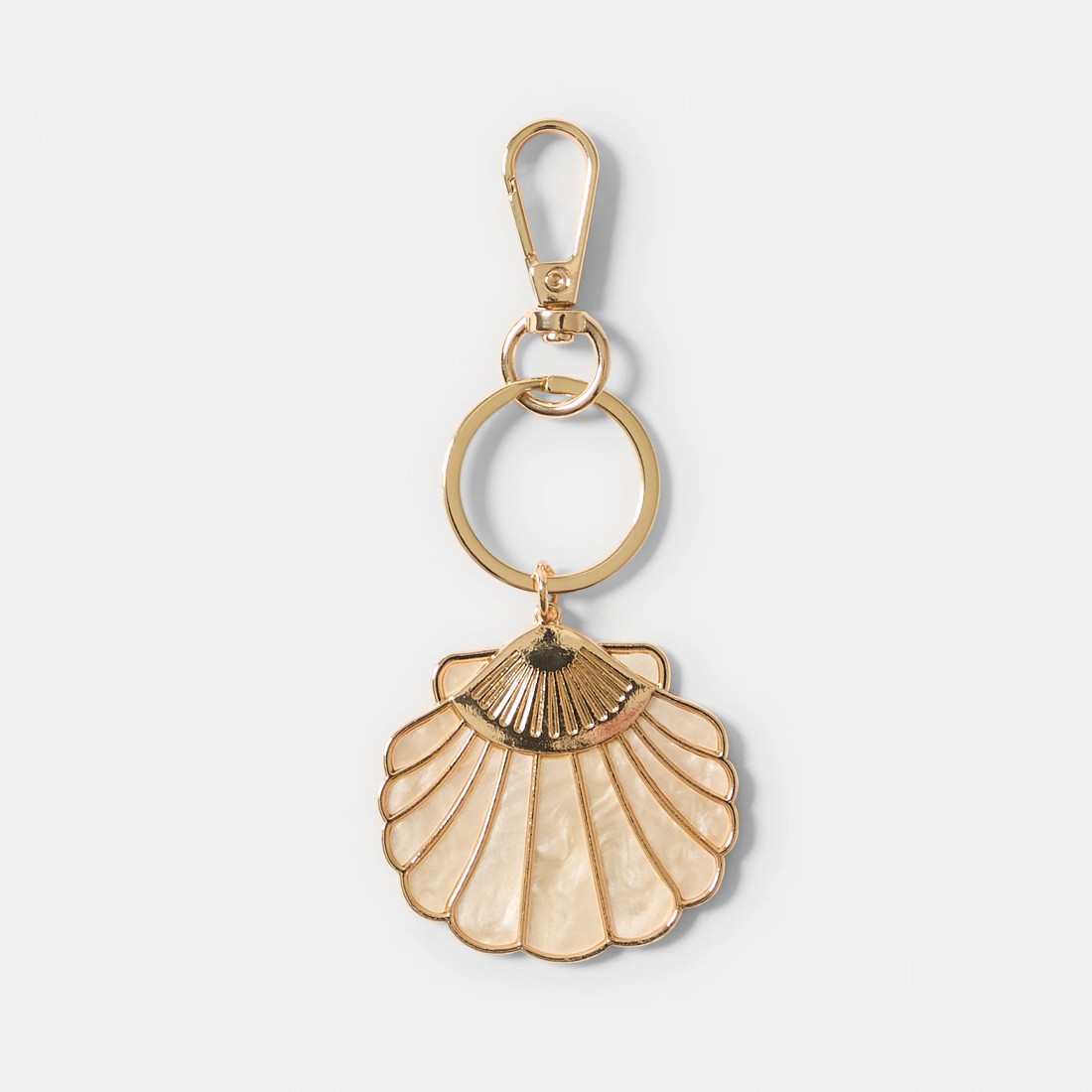 1 Large Shell Bag Charm Keyring - Gold Tone, 1 of 5