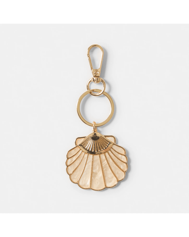 Large Shell Bag Charm Keyring - Gold 