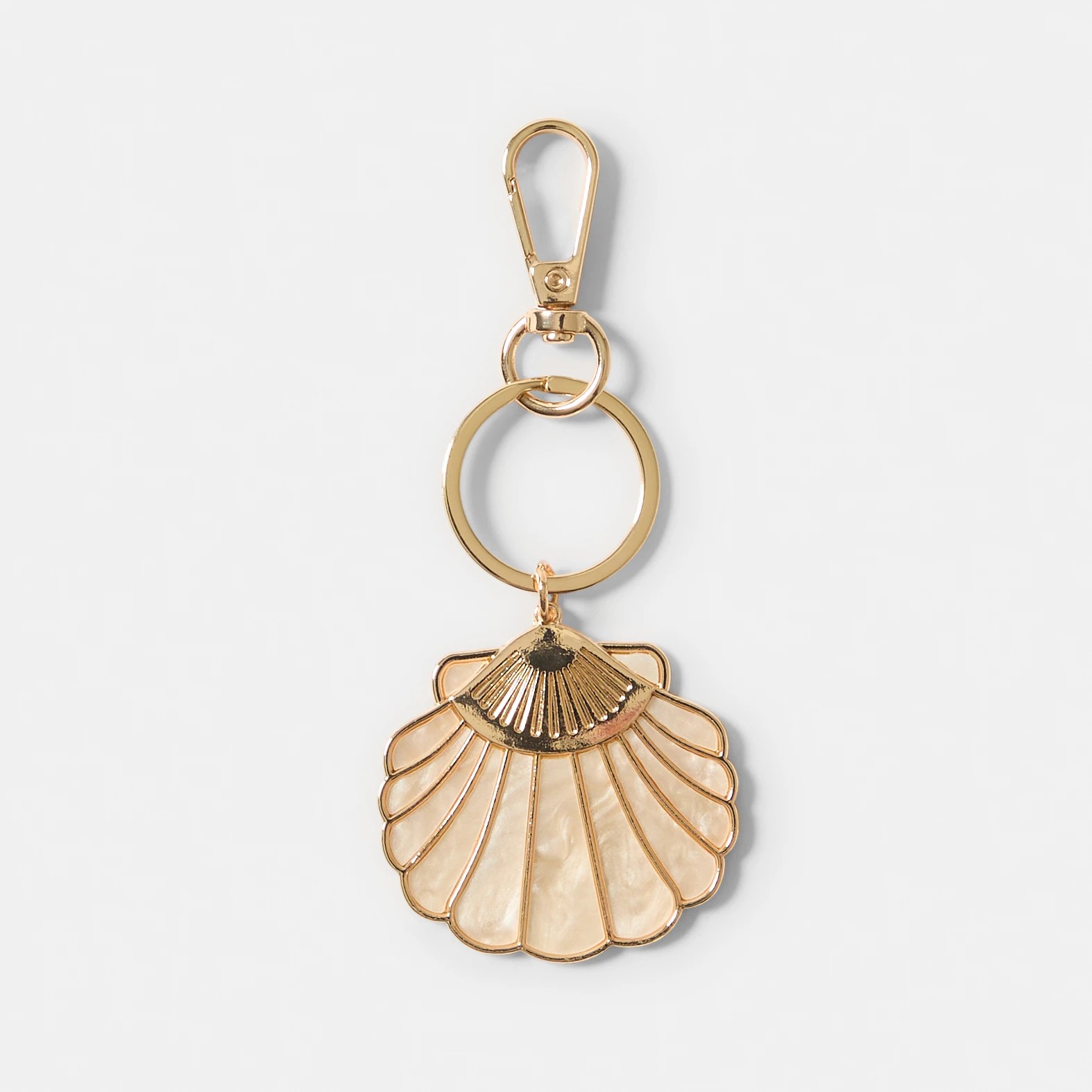 1 Large Shell Bag Charm Keyring - Gold Tone, 1 of 5