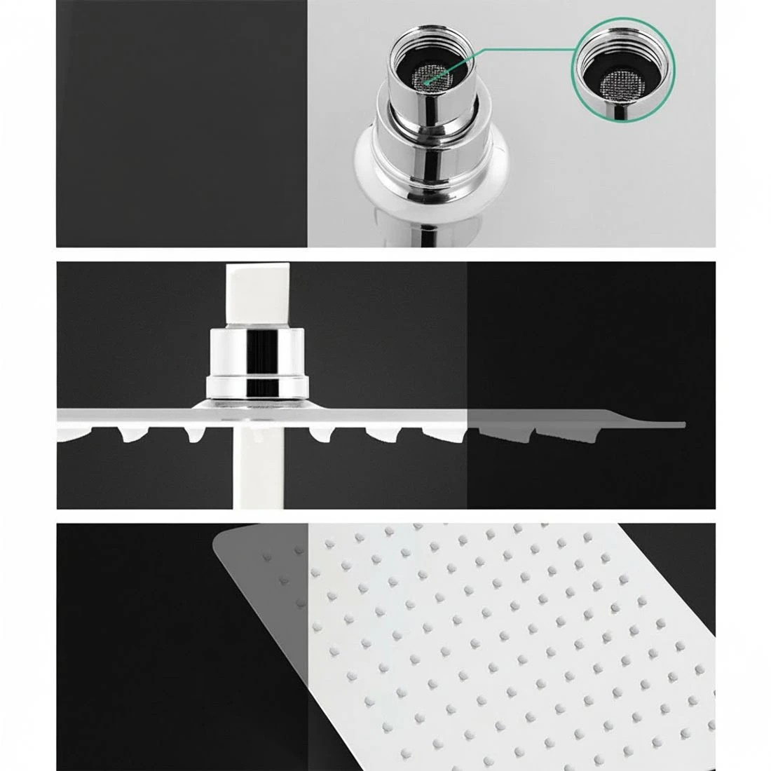 2 Cefito 10'' Rain Shower Head Set Handheld Square High Pressure Chrome - Silver, 2 of 5