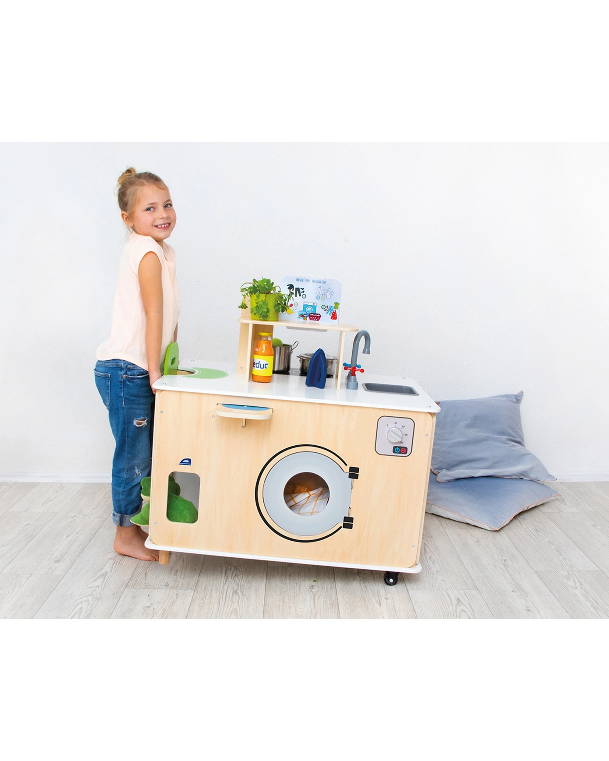4 Beleduc All in One Home Kitchen Cooking Cleaning Laundry Role Play Centre - Multi, 4 of 6