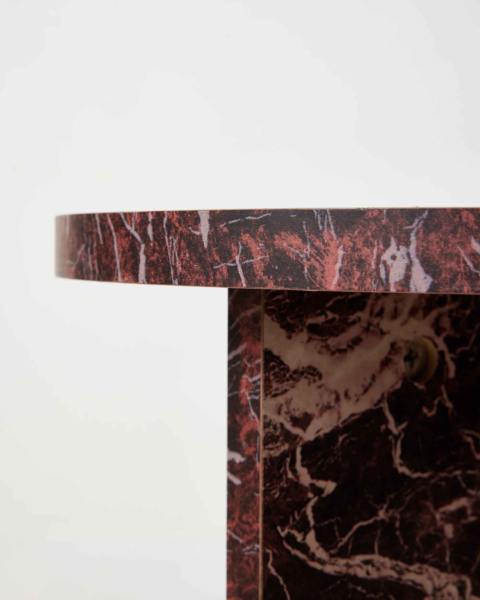 4 Round Marble Look Side Table - Red, 4 of 5