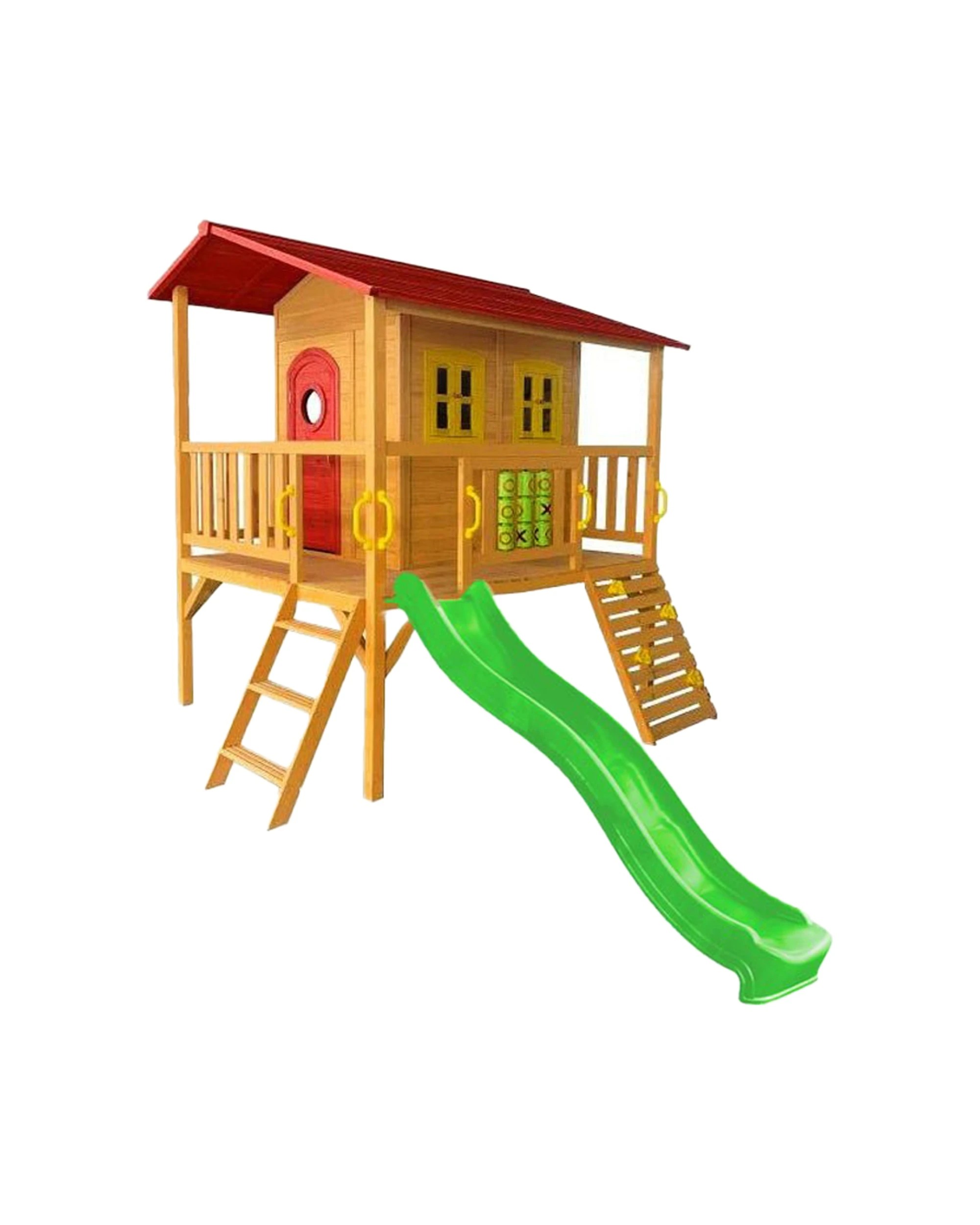 1 KIDZSHACK Sweet Shack Wooden Large Cubby House With Slide - Green, 1 of 1