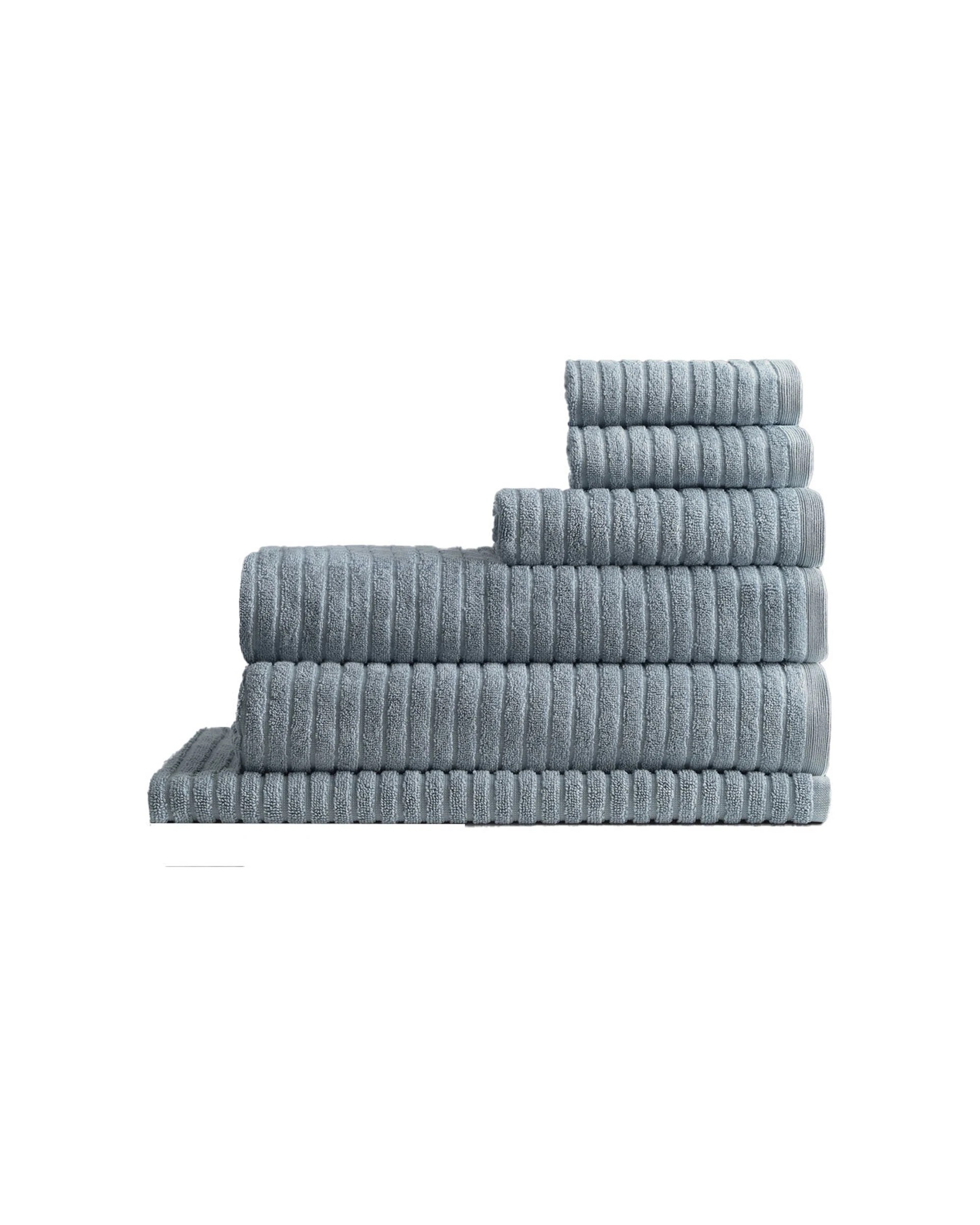 1 Canningvale Alessia Cotton Bamboo Rib Towel Set 6pc Dresco - Blue, 1 of 4