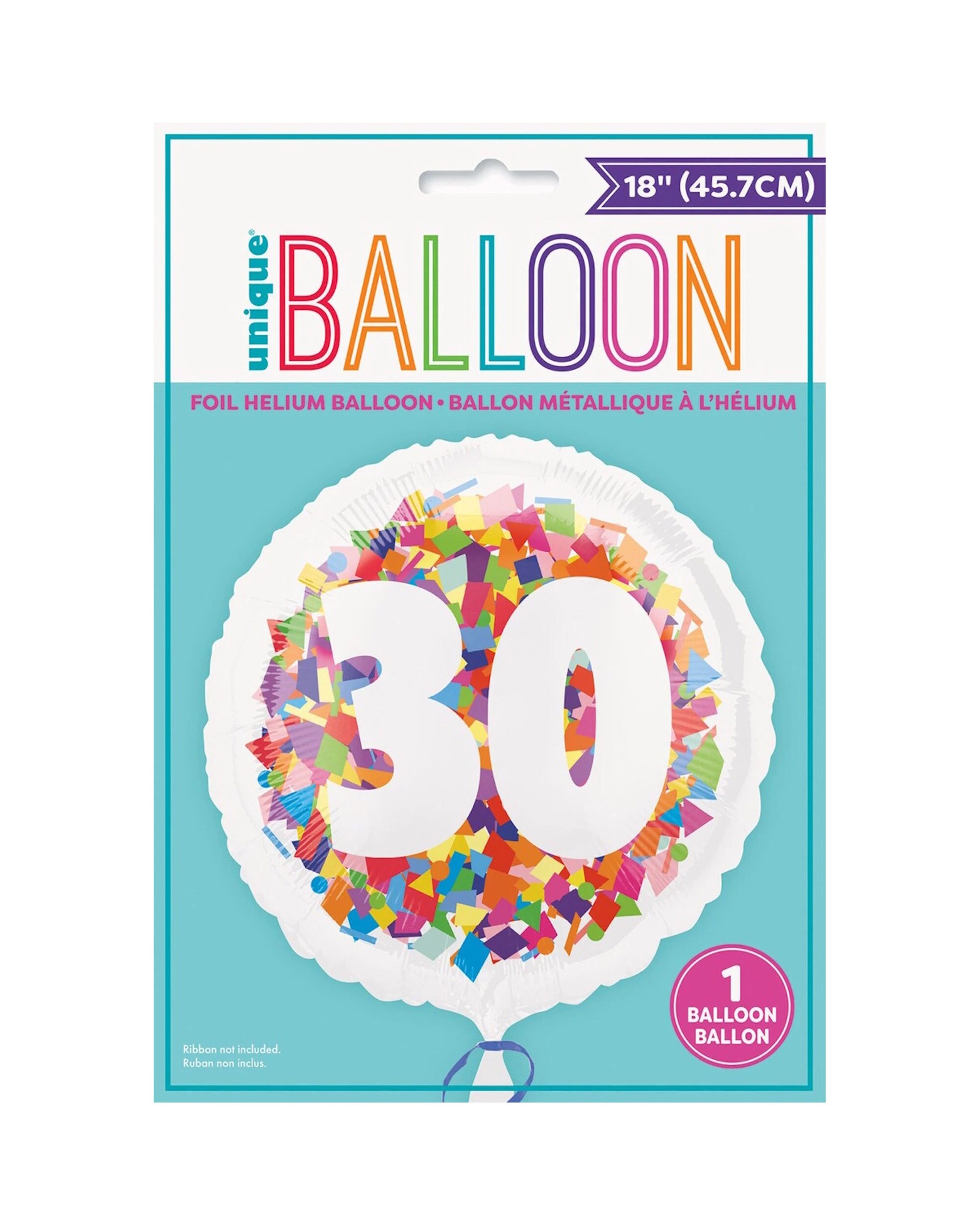 2 Meteor Bright Confetti 30th Foil Helium Balloon - Multi, 2 of 3