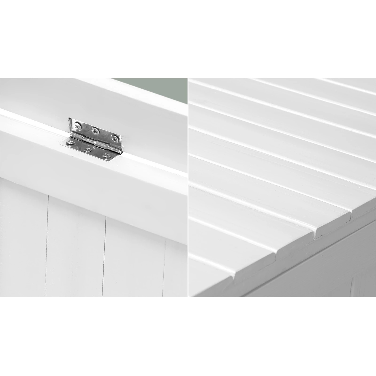 6 Livsip Outdoor Storage Box Garden Bench Wooden Cabinet Container Chest Toy Tool - White, 6 of 7