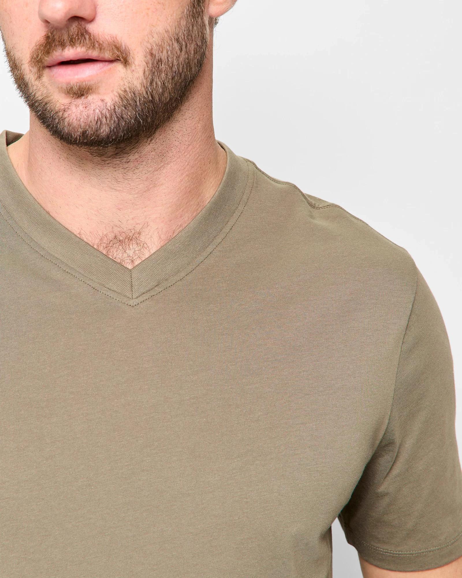 5 Target Australian Cotton V-Neck T-Shirt OLIVE, 5 of 5
