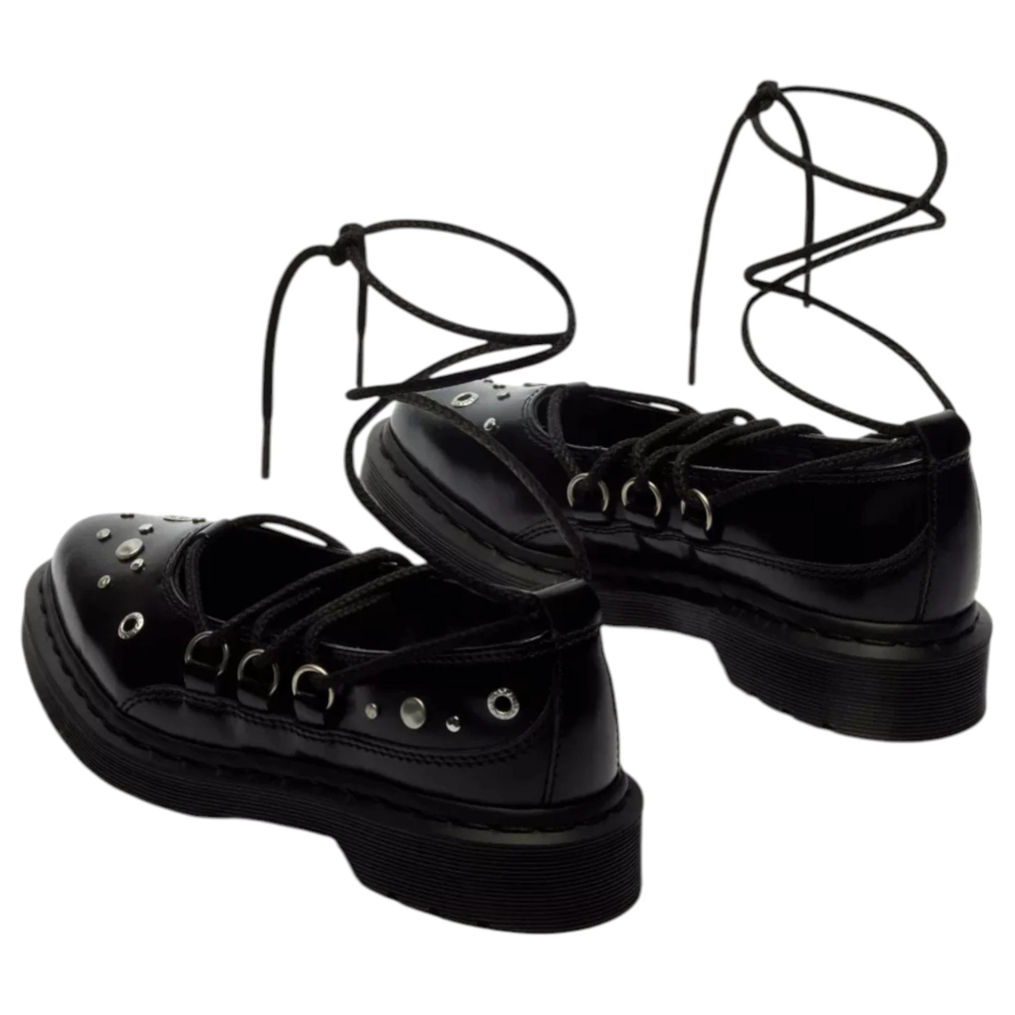 4 Dr. Martens Womens Elphie II Studded Sandals Lace Up Shoes BLACK, 4 of 8