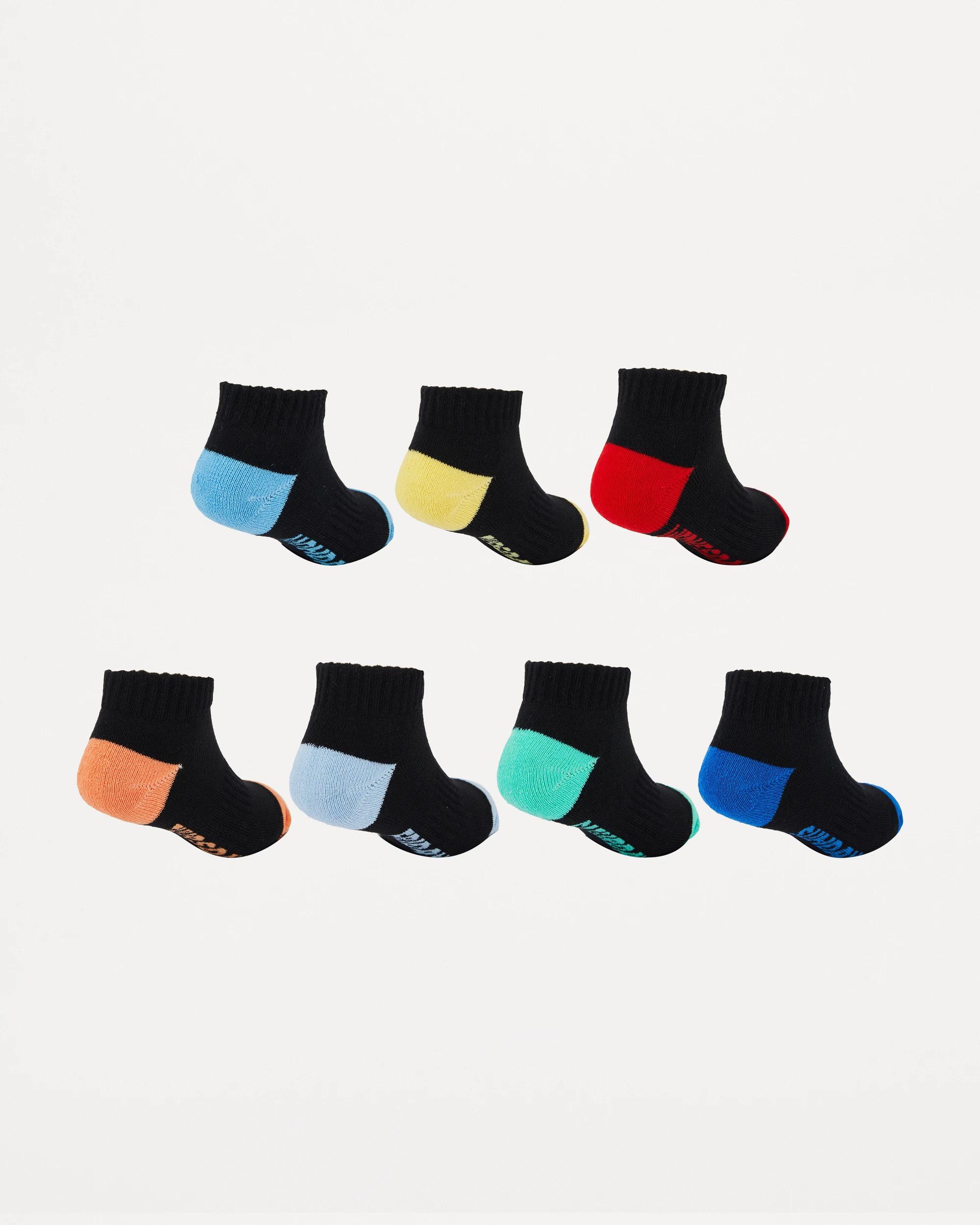 2 7 Pack Active Kids Days of the Week Low Cut Socks Blck Strp, 2 of 3