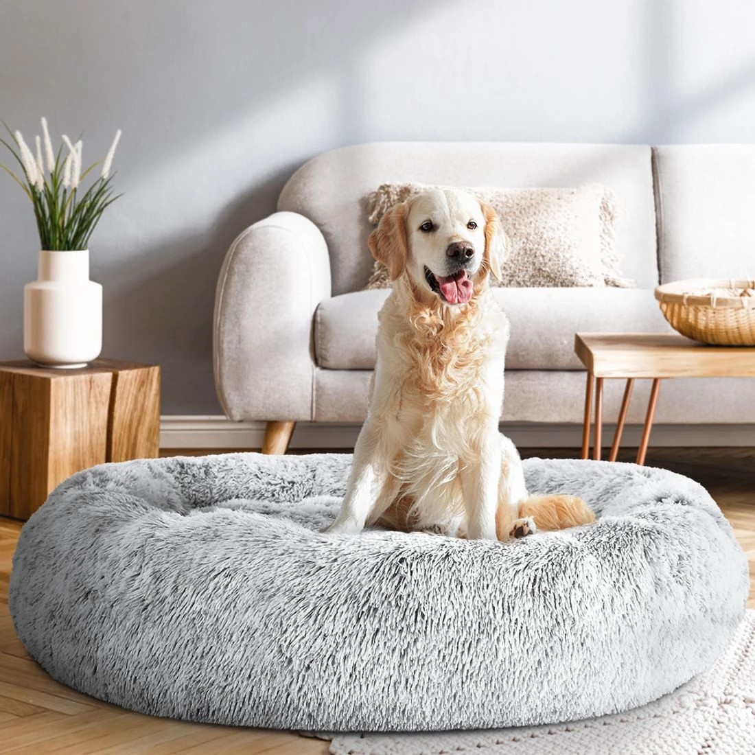 3 i.Pet Pet Bed Dog Cat 110cm Calming Extra Large Soft Plush - Grey, 3 of 5