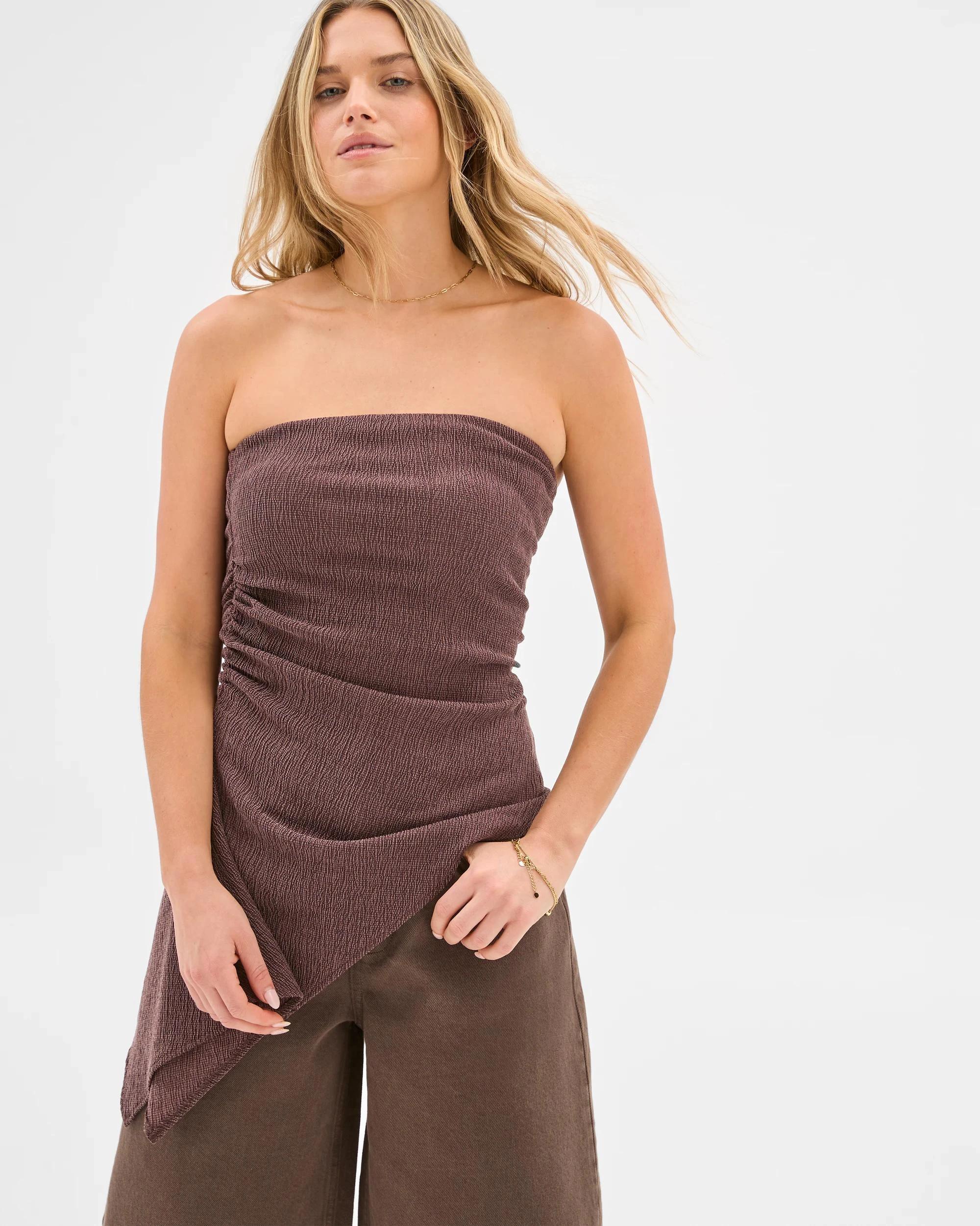 2 Lily Loves Strapless Textured Top MOTTLE BURGUNDY ROUGE, 2 of 6