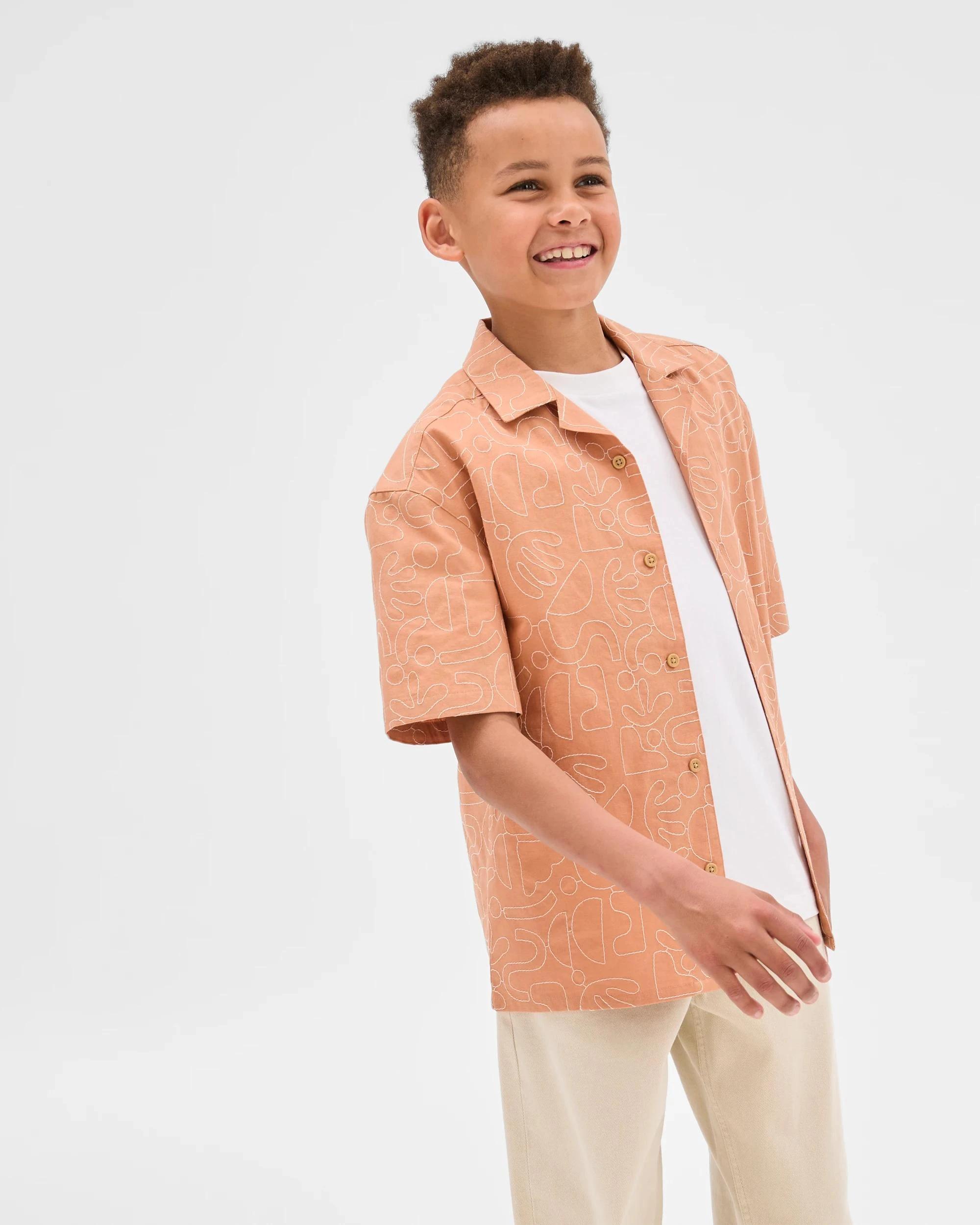 1 Target Short Sleeve Textured Shirt TOASTED NUT, 1 of 5