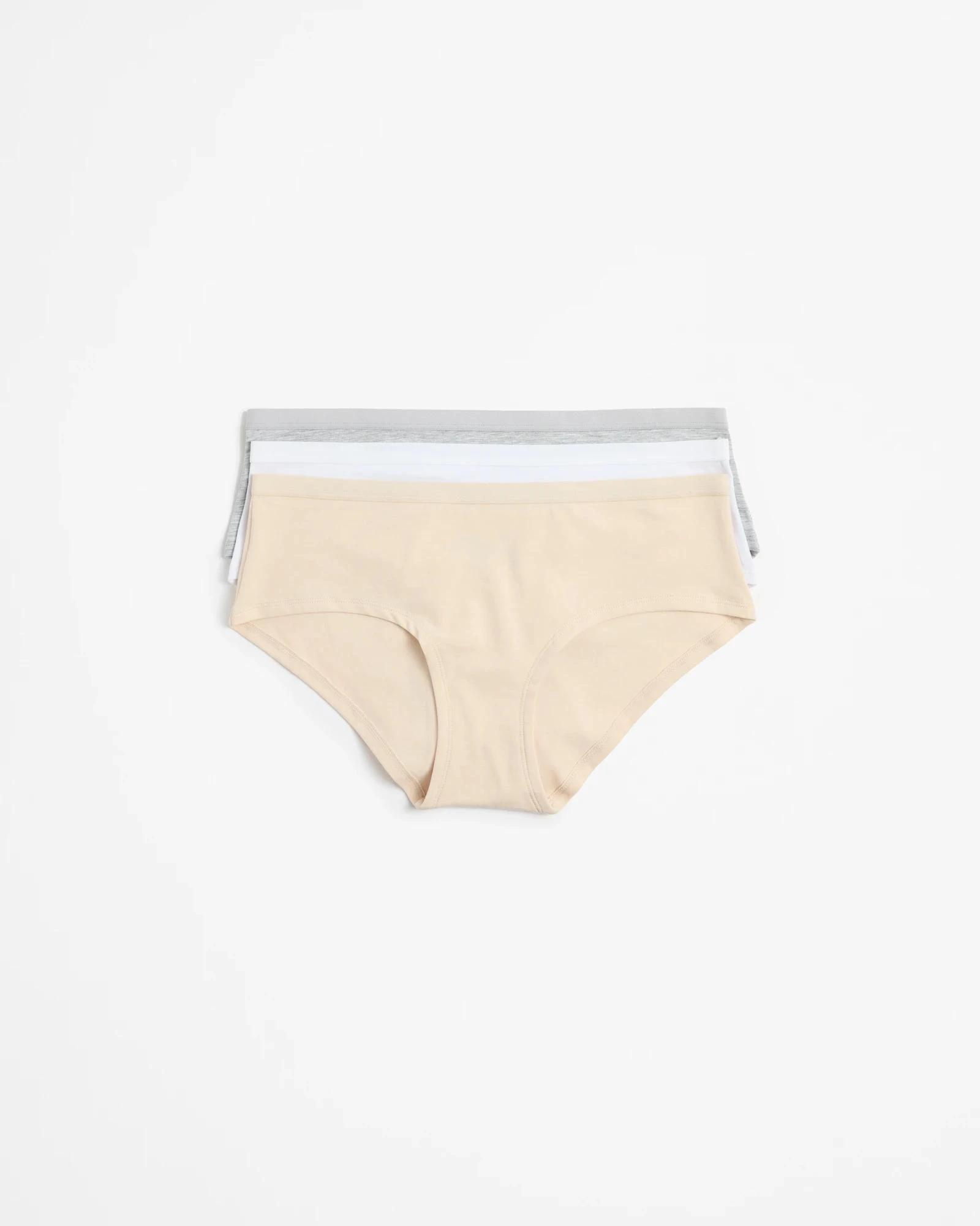 1 Lily Loves Australian Cotton 3 Pack Boyleg Briefs GREY MARLE/WHITE/NUDE, 1 of 4