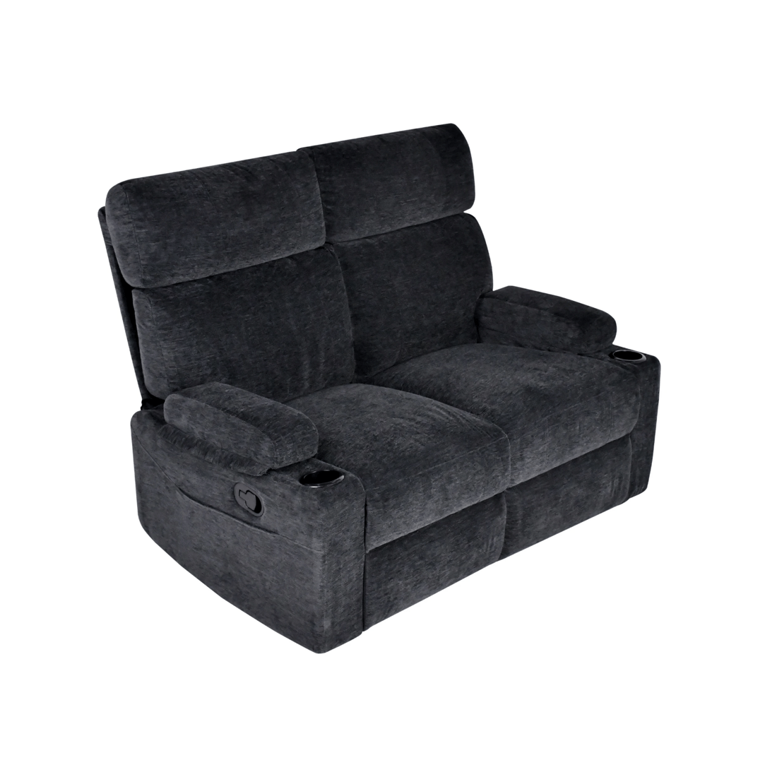 1 Advwin Loveseat Recliner Chair Velvet 8-Point Electric Vibration Massage Chair Black, 1 of 10