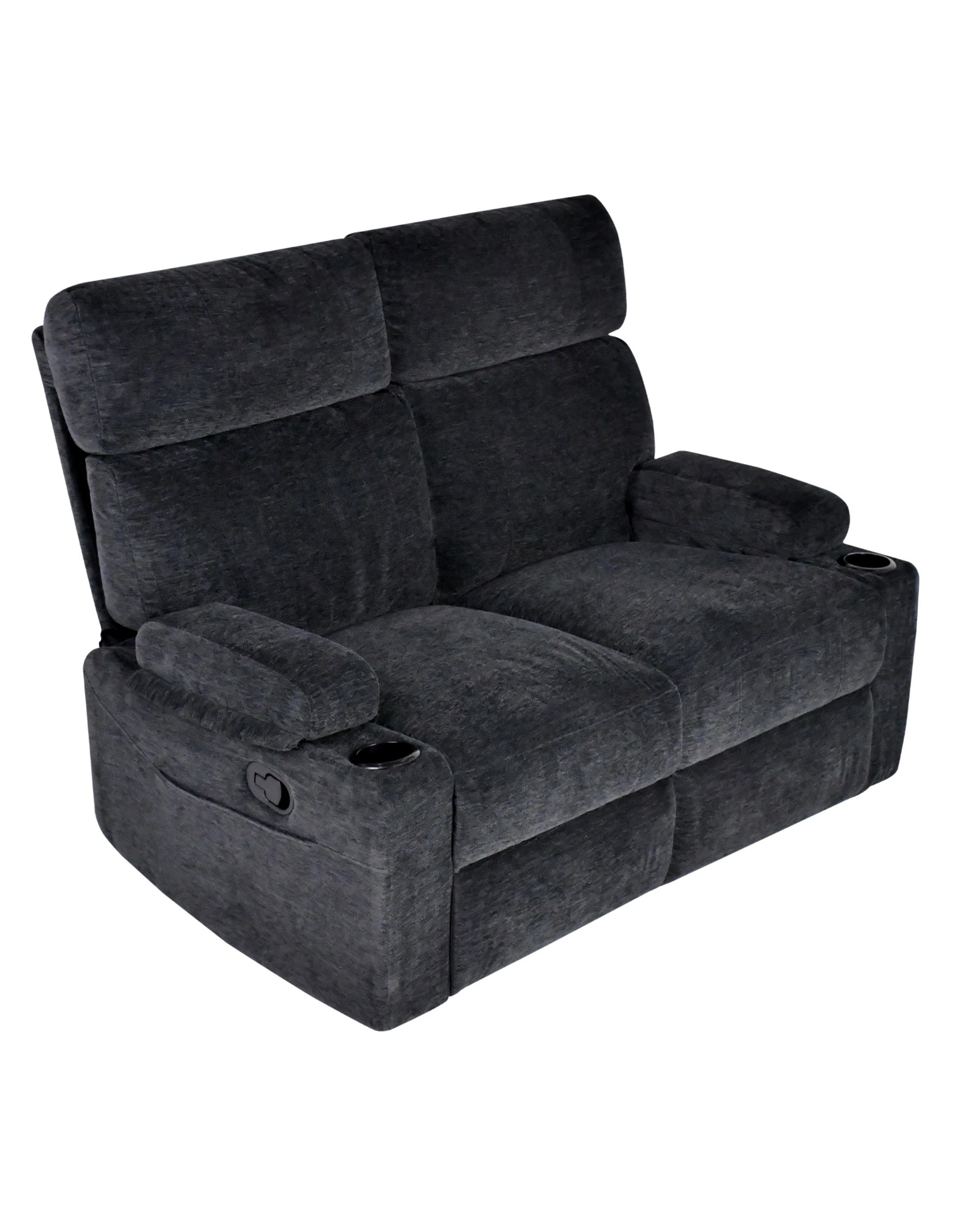 1 Advwin Loveseat Recliner Chair Velvet Black, 1 of 10
