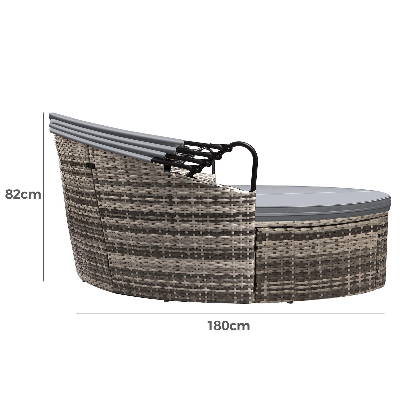 8 Alfordson Outdoor Sun Lounge Day Bed Wicker Furniture Sofa Bed Garden 3PCS - Grey, 8 of 10